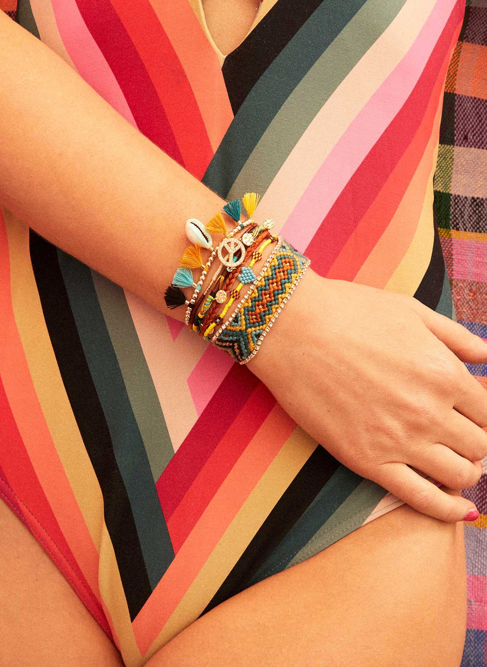 Manchette bracelet multiliens peacemaker HIPANEMA Kaki