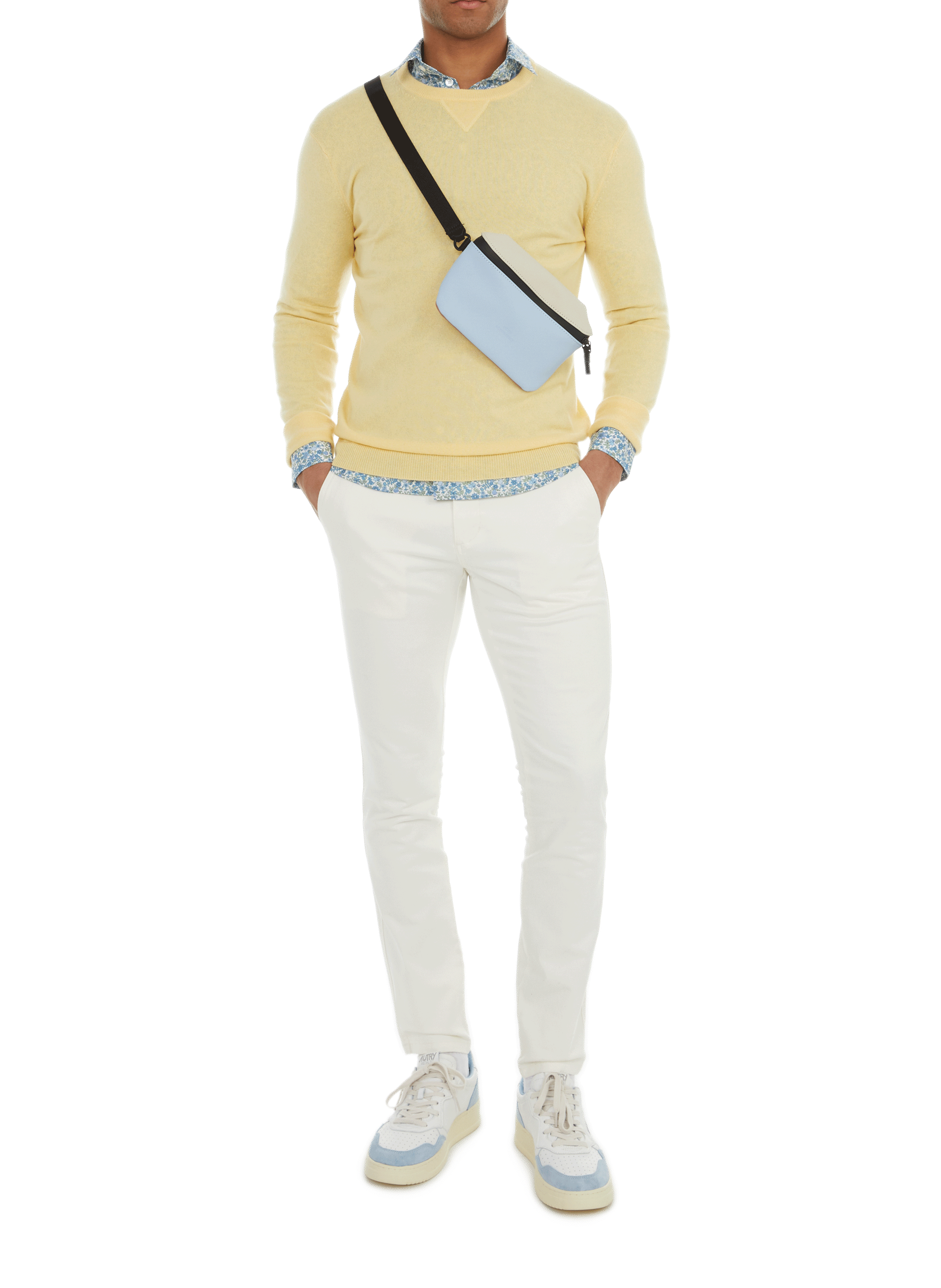 Pull col rond en cachemire AU PRINTEMPS PARIS Jaune