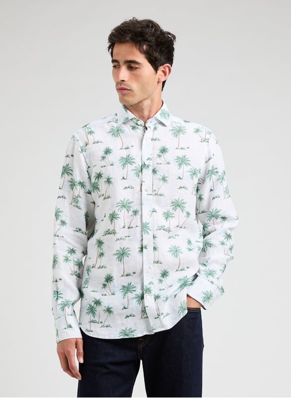 Chemise à motif en lin Blanc by HACKETT HACKETT Chemise à motif en lin Blanc
