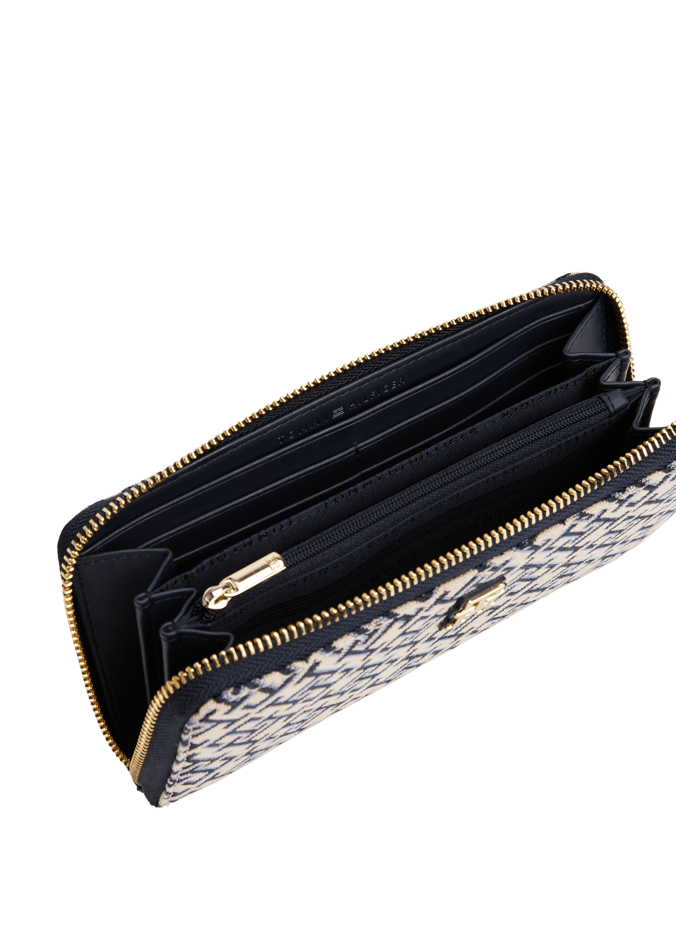 Portefeuille zippé en jacquard à monogramme TOMMY HILFIGER Bleu