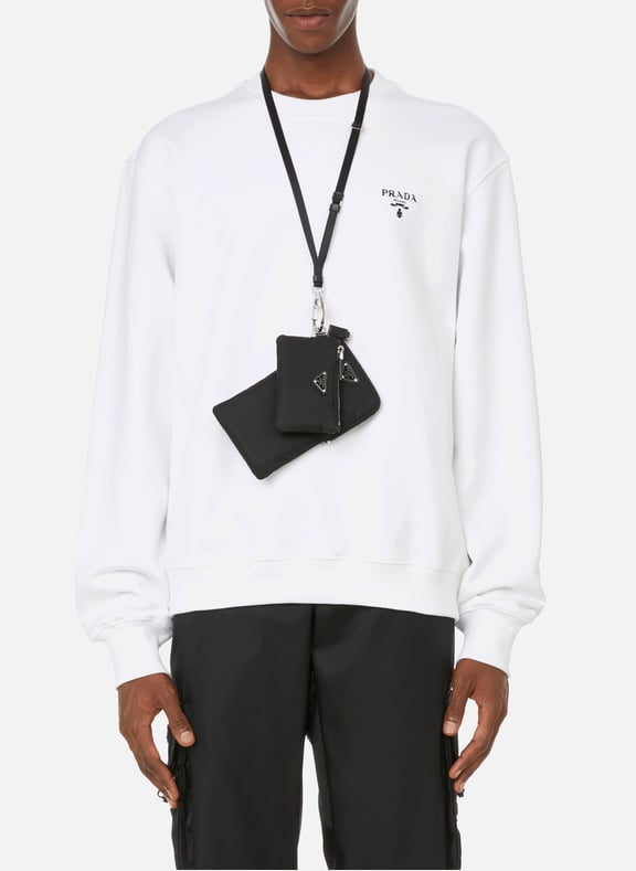 Sweatshirt à logo en coton Blanc by PRADA PRADA Sweatshirt à logo en coton Blanc