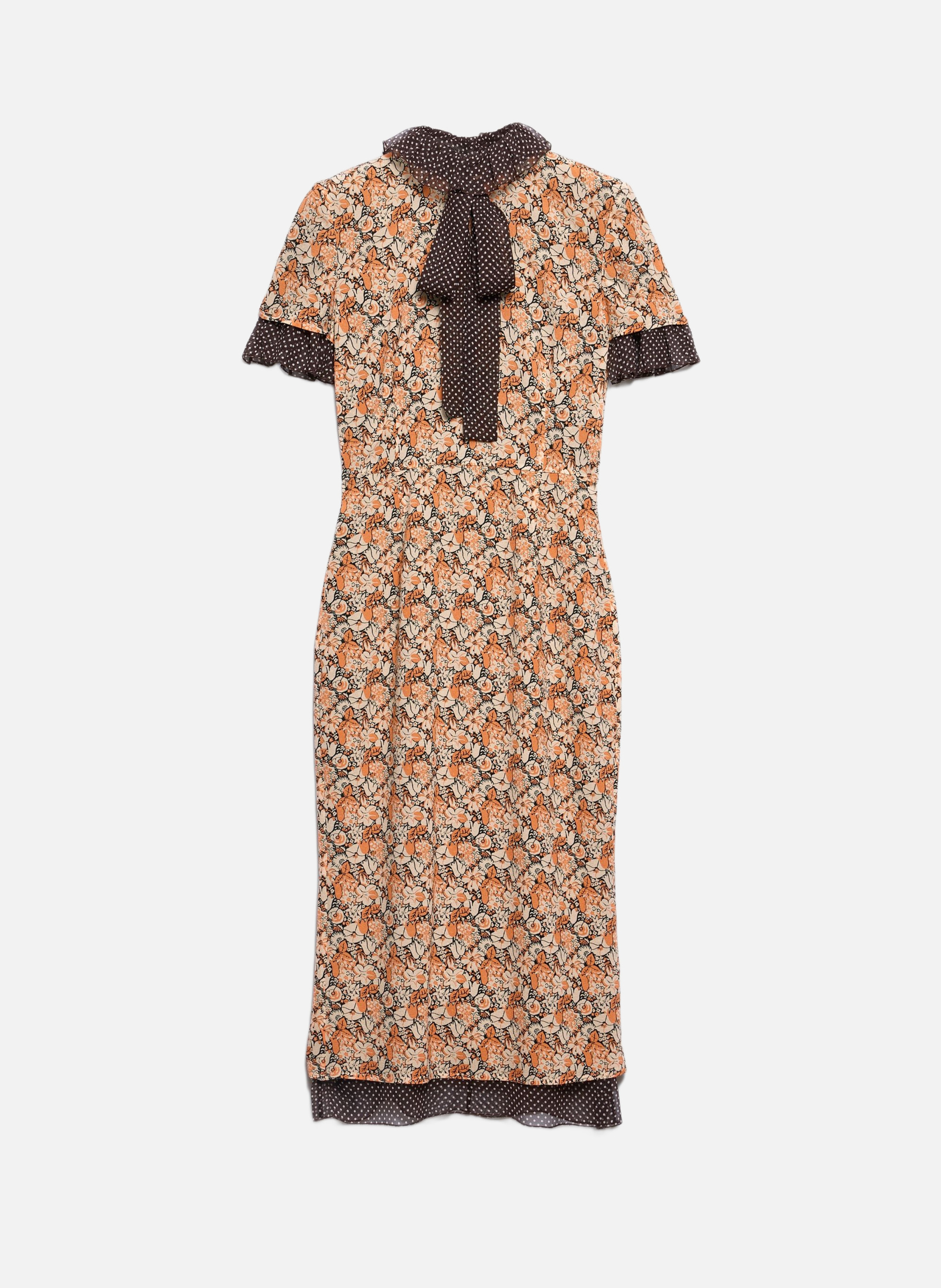 Robe en georgette imprimée PRADA Orange