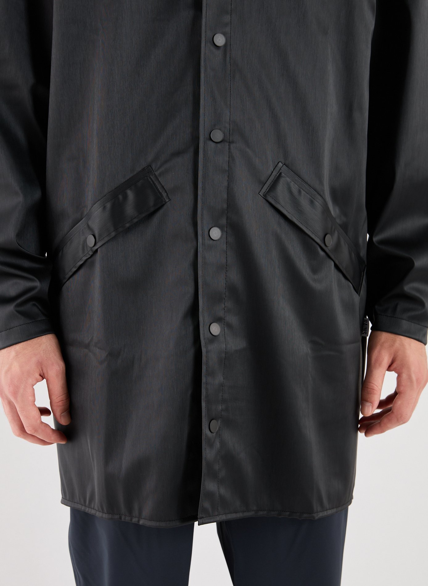 Imperméable long à capuche RAINS Noir