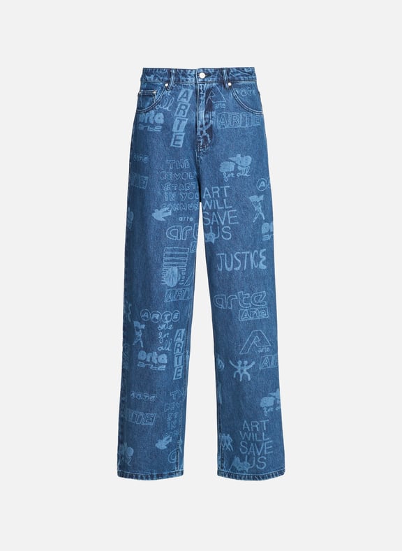 Straight printed cotton jeans Blue by ARTE ANTWERP ARTE ANTWERP Straight printed cotton jeans Blue