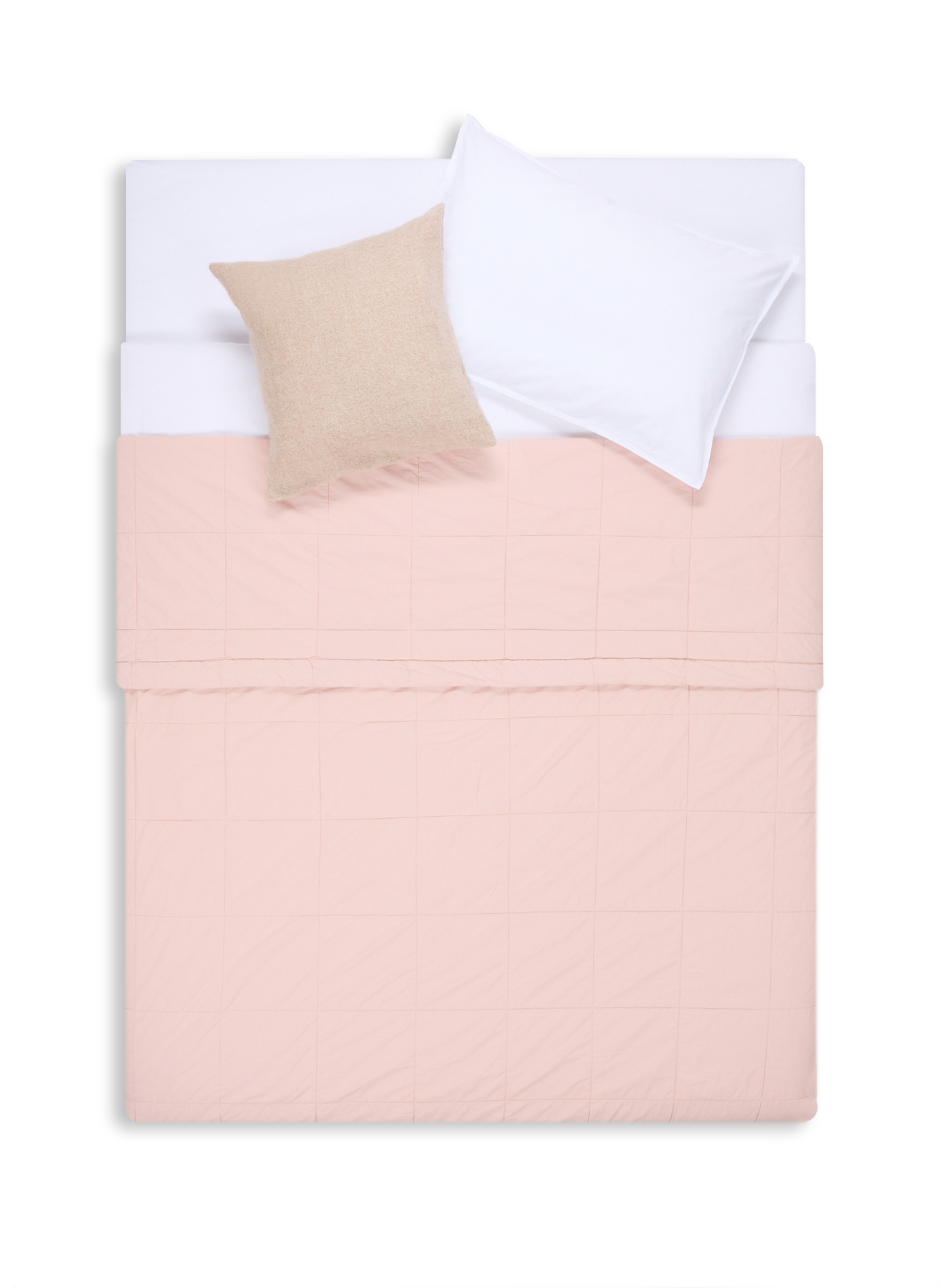 AU PRINTEMPS PARIS Couvre-lit à carreaux en percale de coton Rose