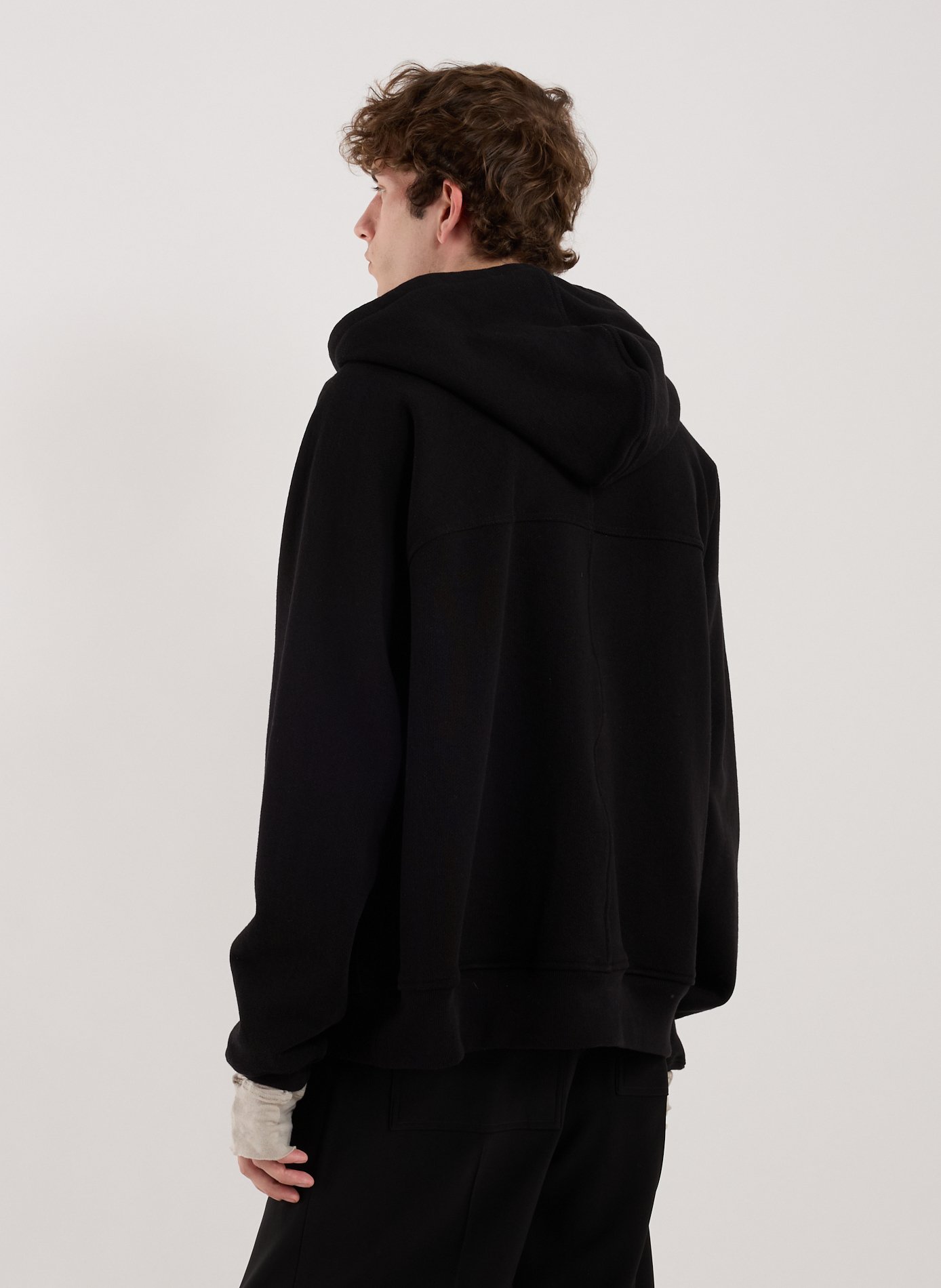 Cotton and nylon hoodie with zip RICK OWENS Black
