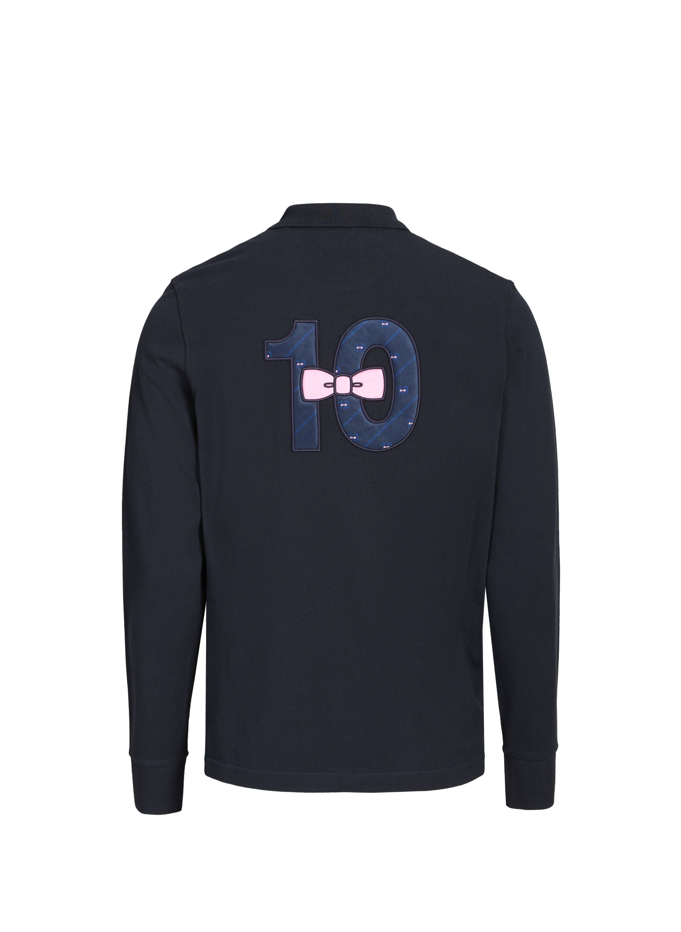 Embroidered long-sleeve cotton polo EDEN PARK Blue