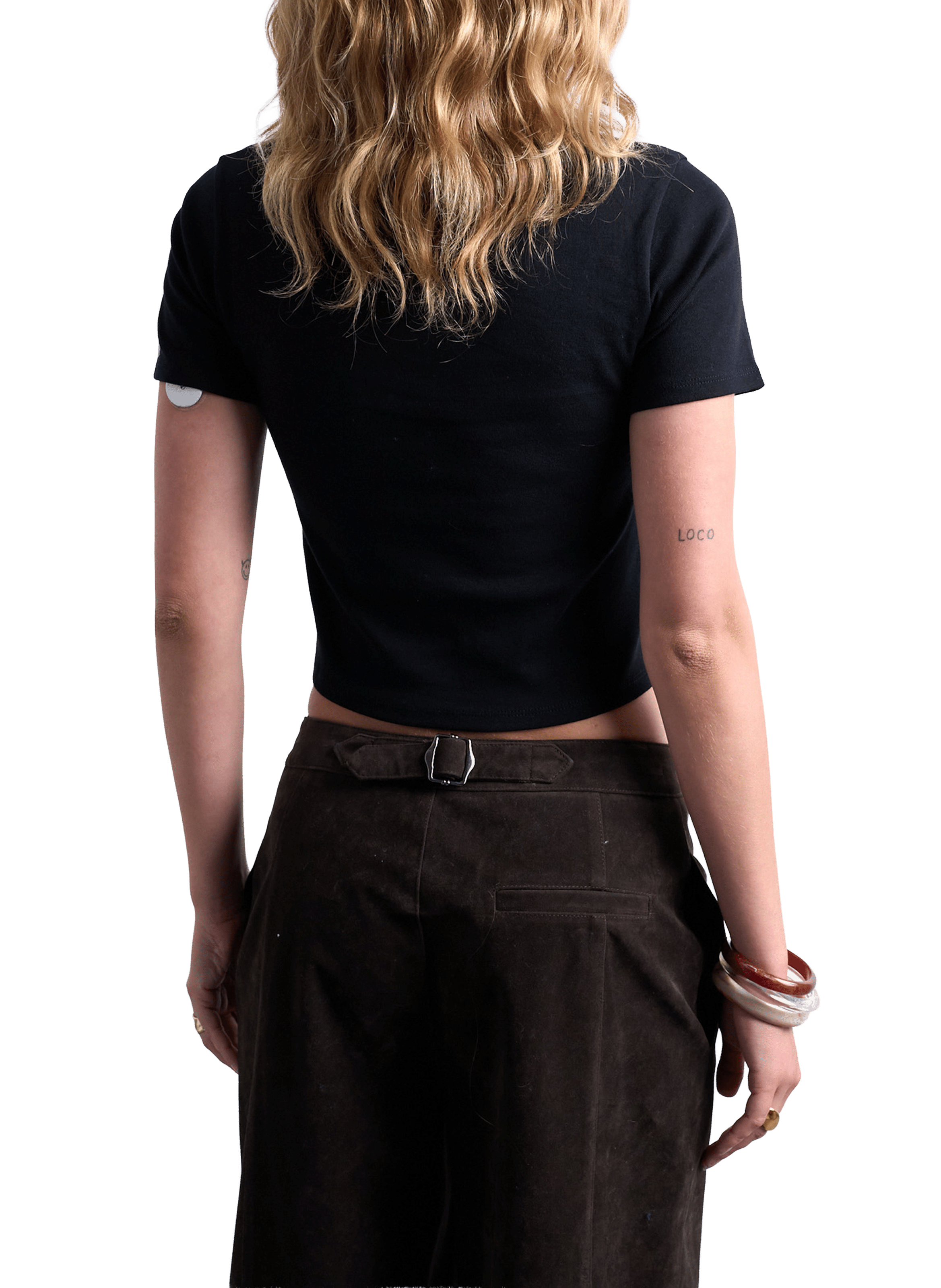 T-shirt uni à col rond TOPSHOP Noir