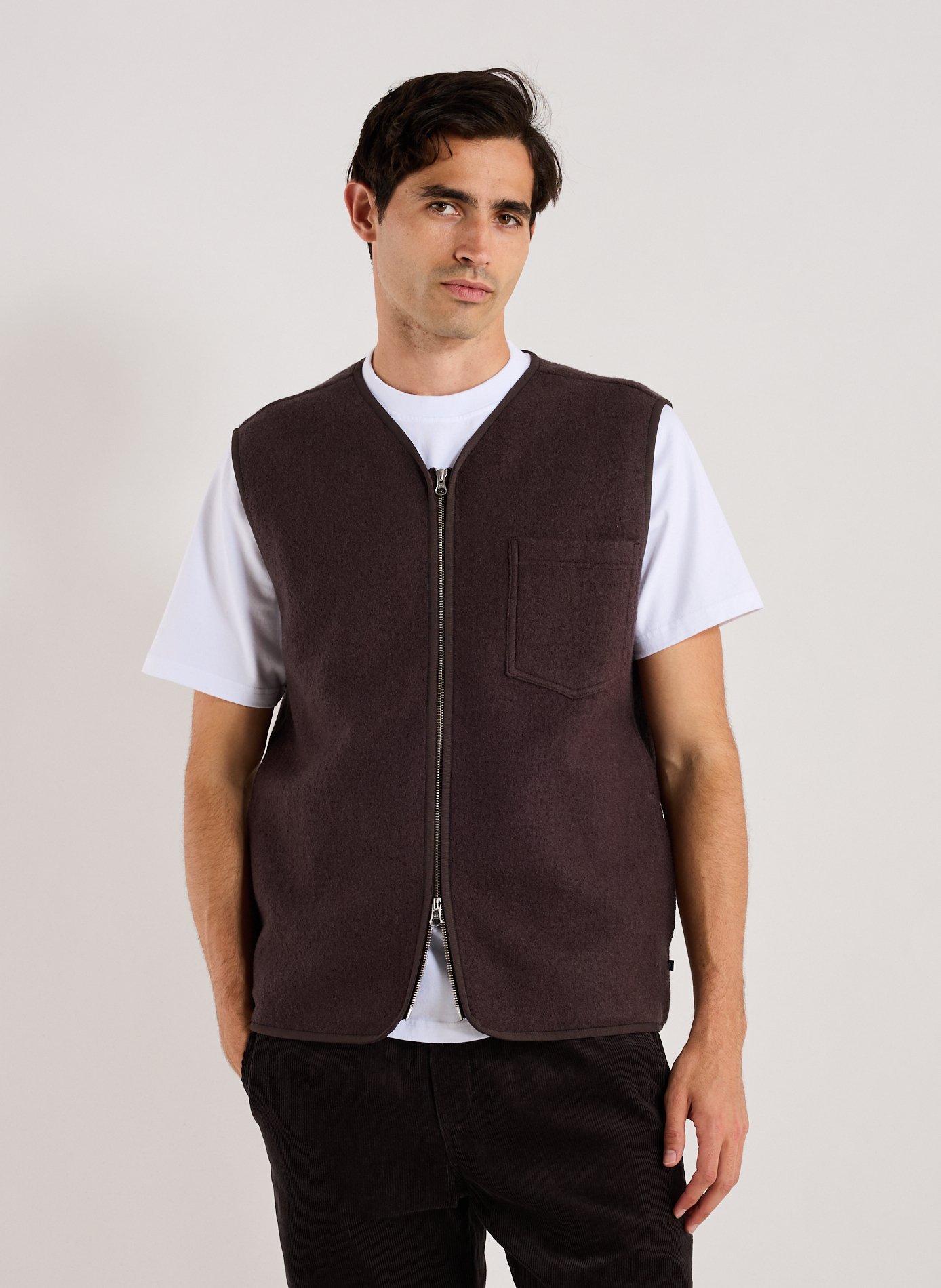 SAMSOE SAMSOE Sleeveless wool cardigan Brown