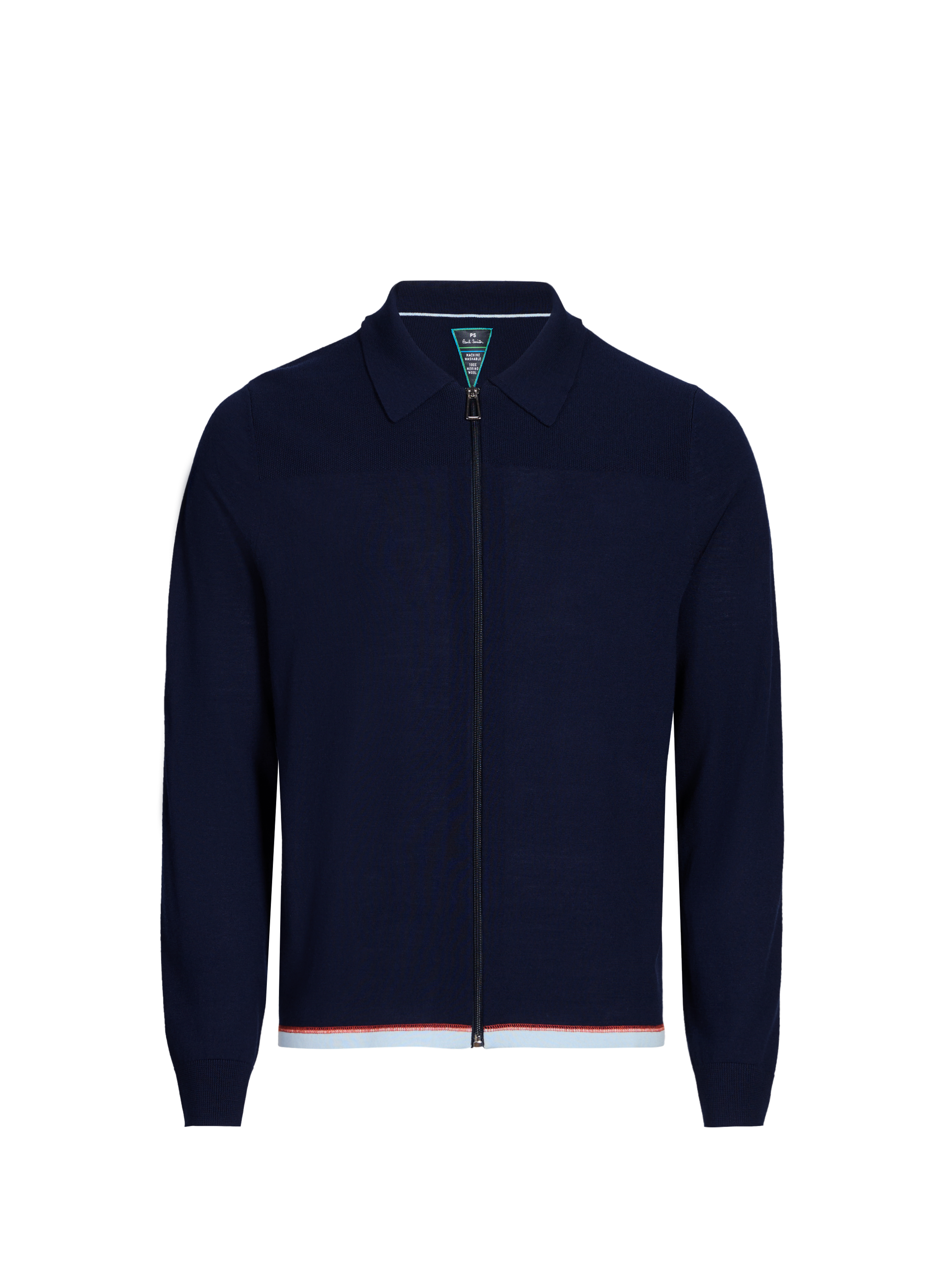 Gilet zippé en laine mérinos  PAUL SMITH Bleu