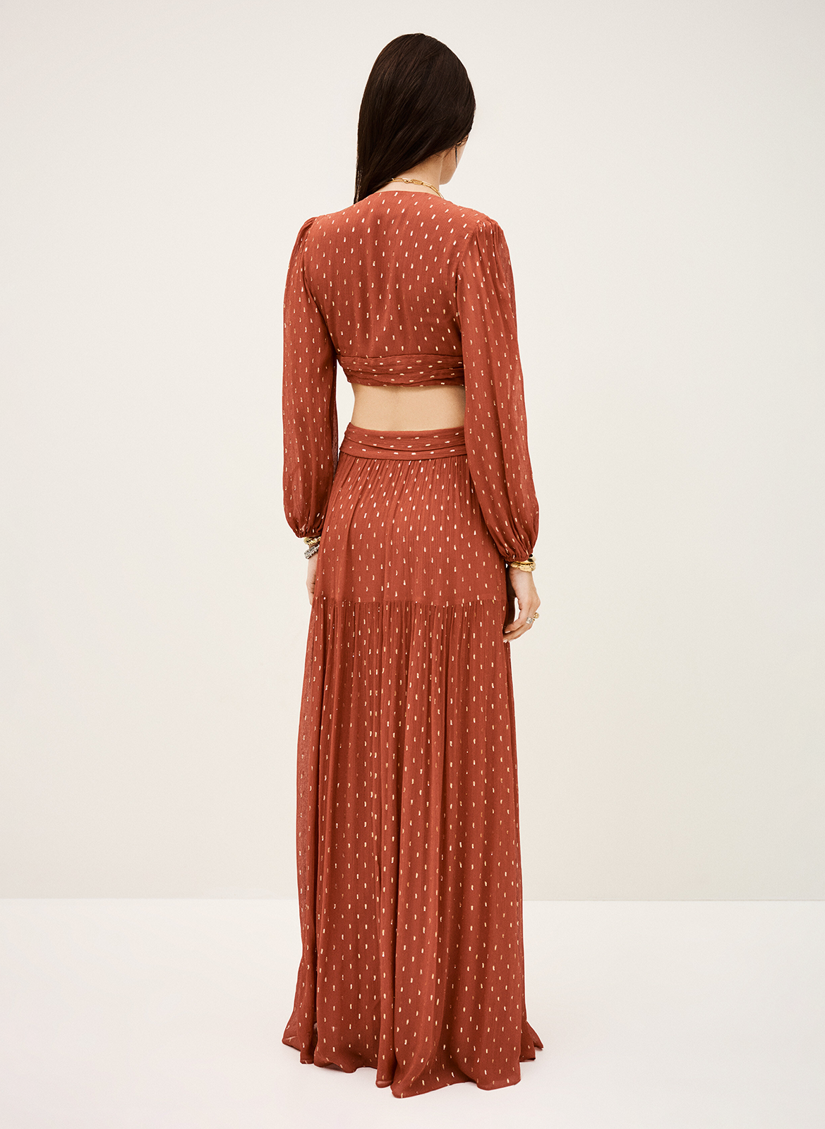 Robe longue fluide avec ouvertures côtés marry BA&SH Marron