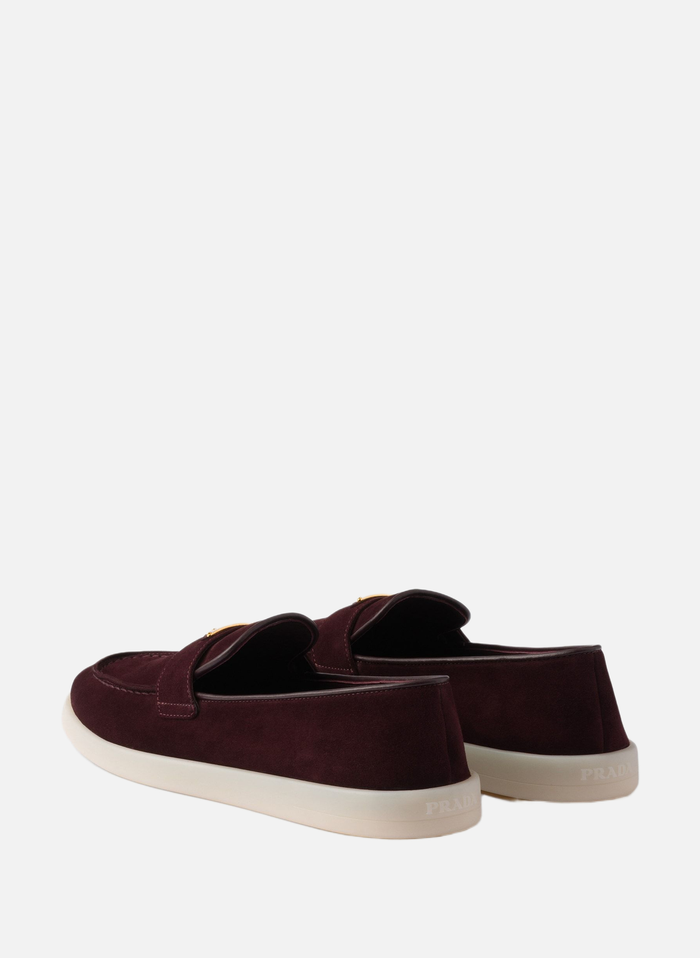 Mocassins en cuir suédé PRADA Rouge