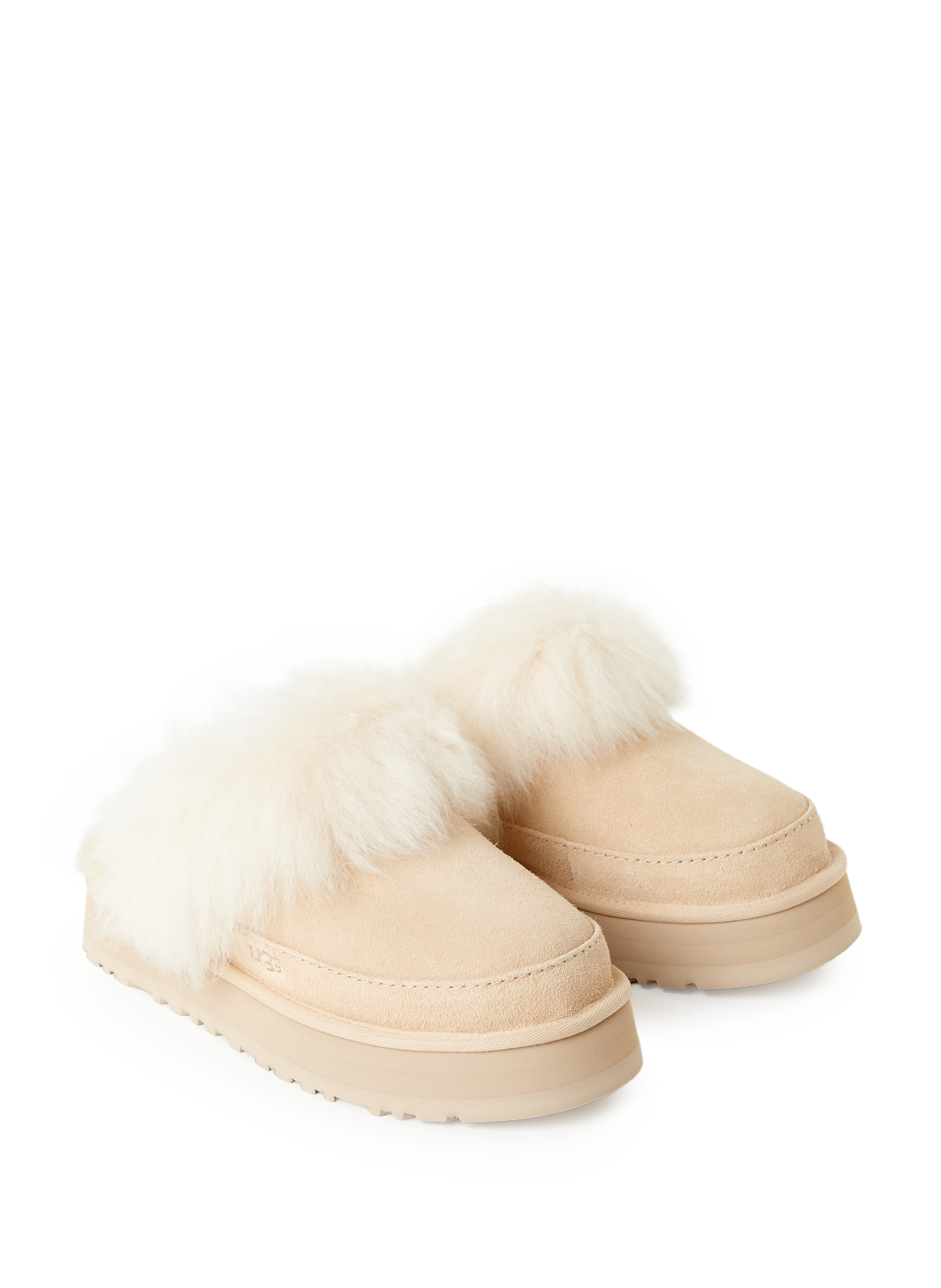 Mules à fourrure en cuir UGG Beige