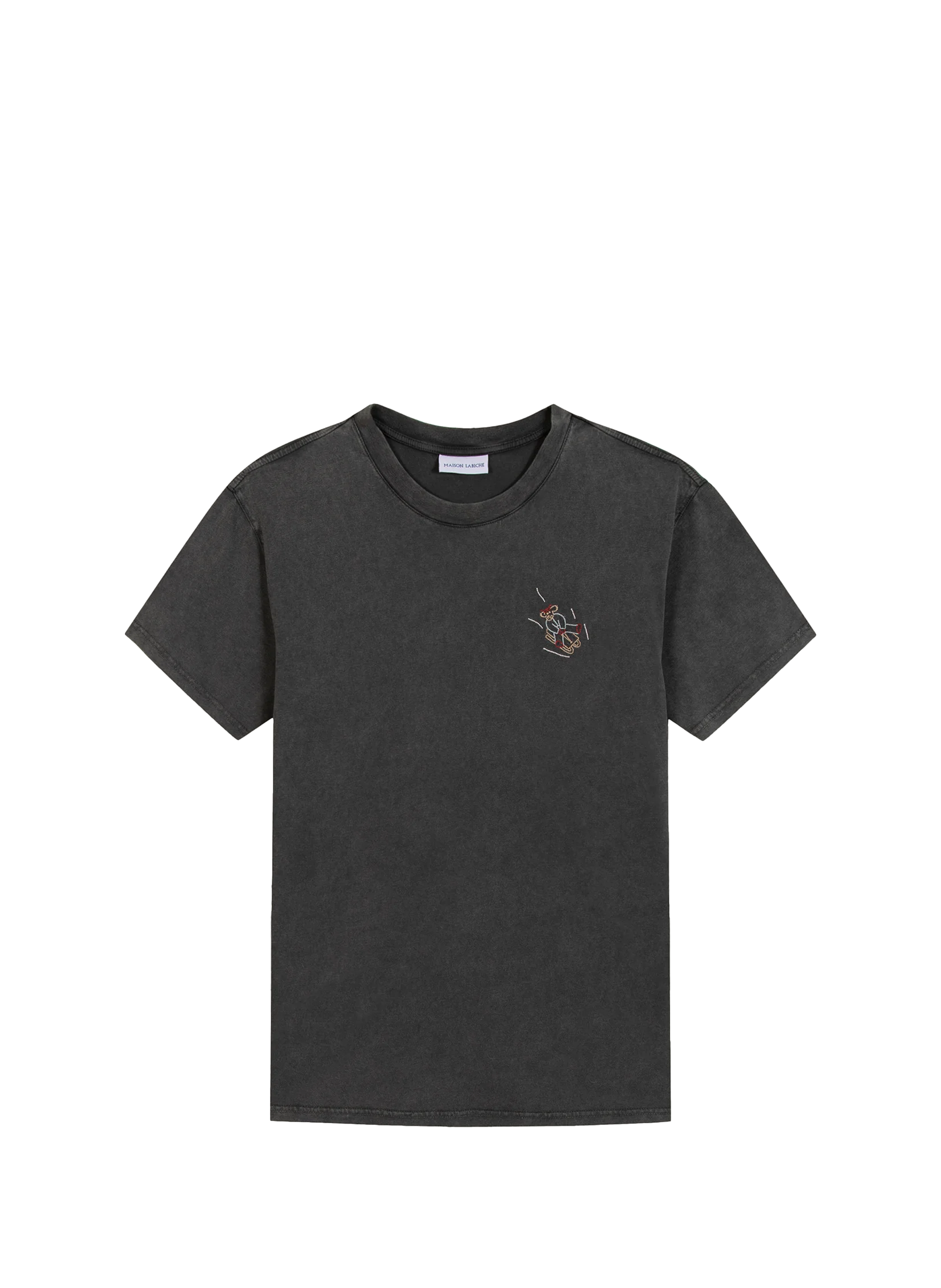 MAISON LABICHE Tee-shirt Popincourt luge dog brodé en coton GOTS Noir