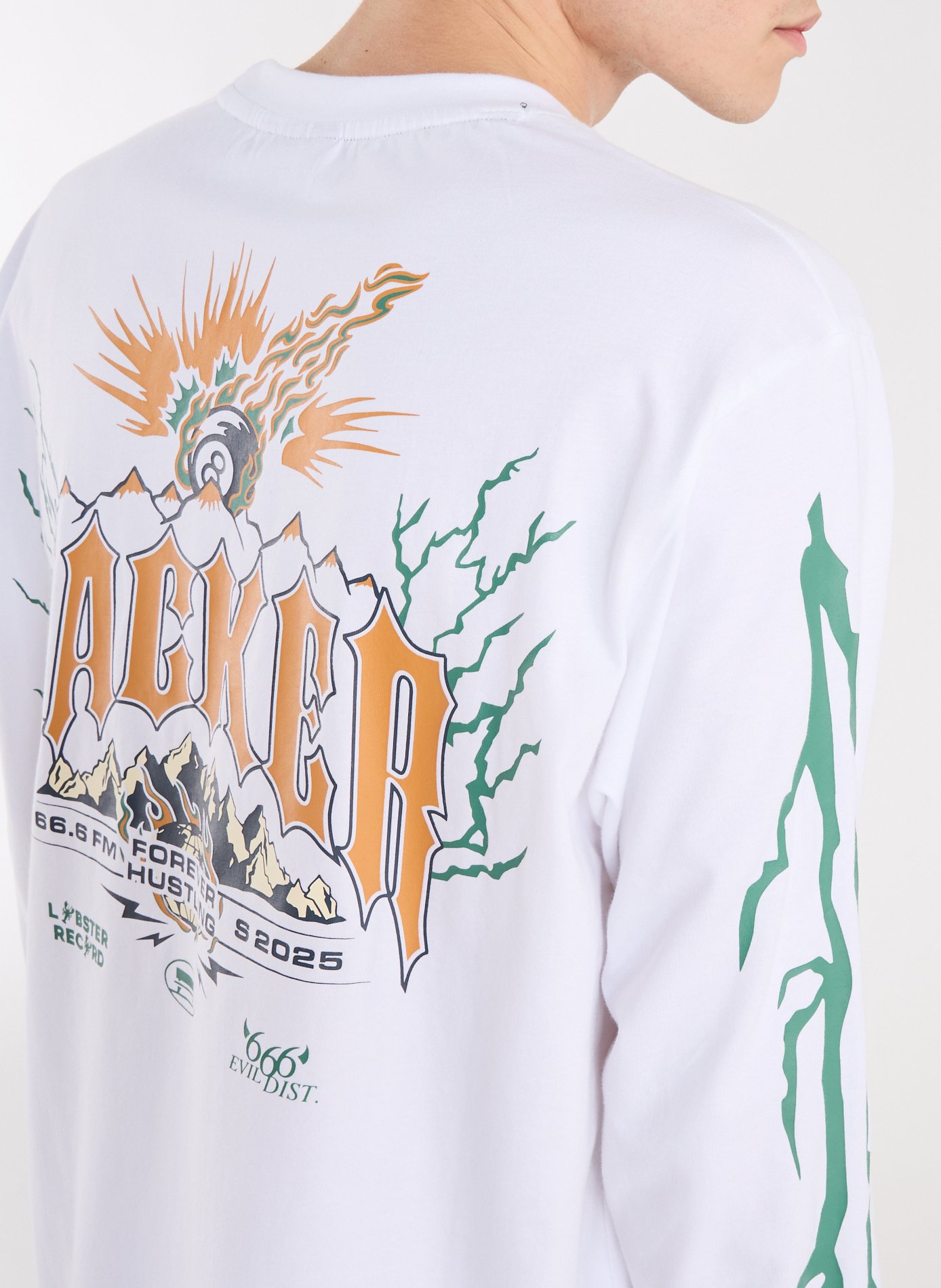 T-Shirt manches longues imprimé en coton JACKER. Blanc