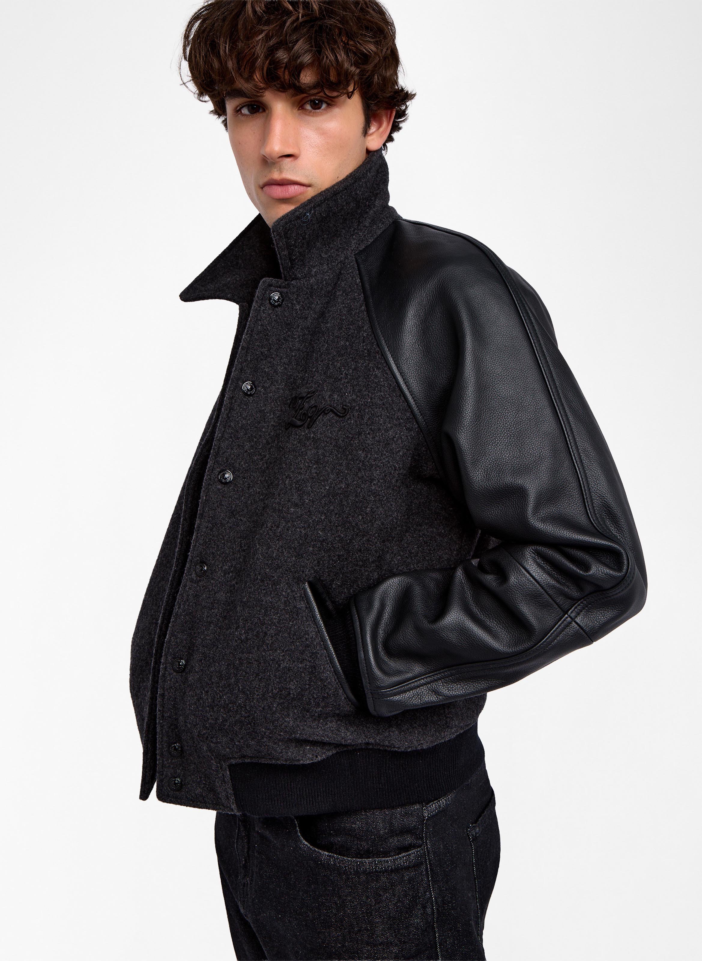 Blouson droit col classique en laine mélangée benjy ZADIG&VOLTAIRE Gris