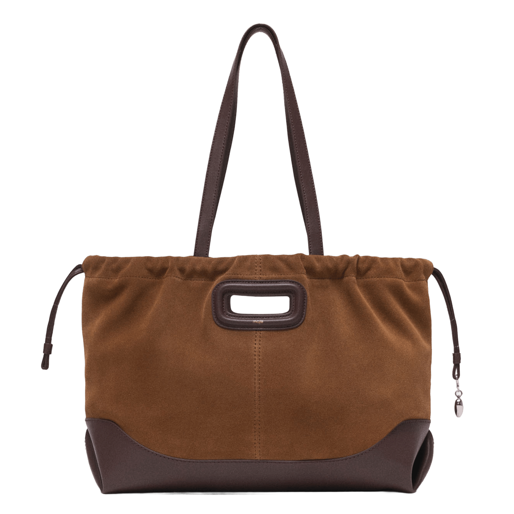 Sac cabas bi matière en cuir miss m MAJE Marron