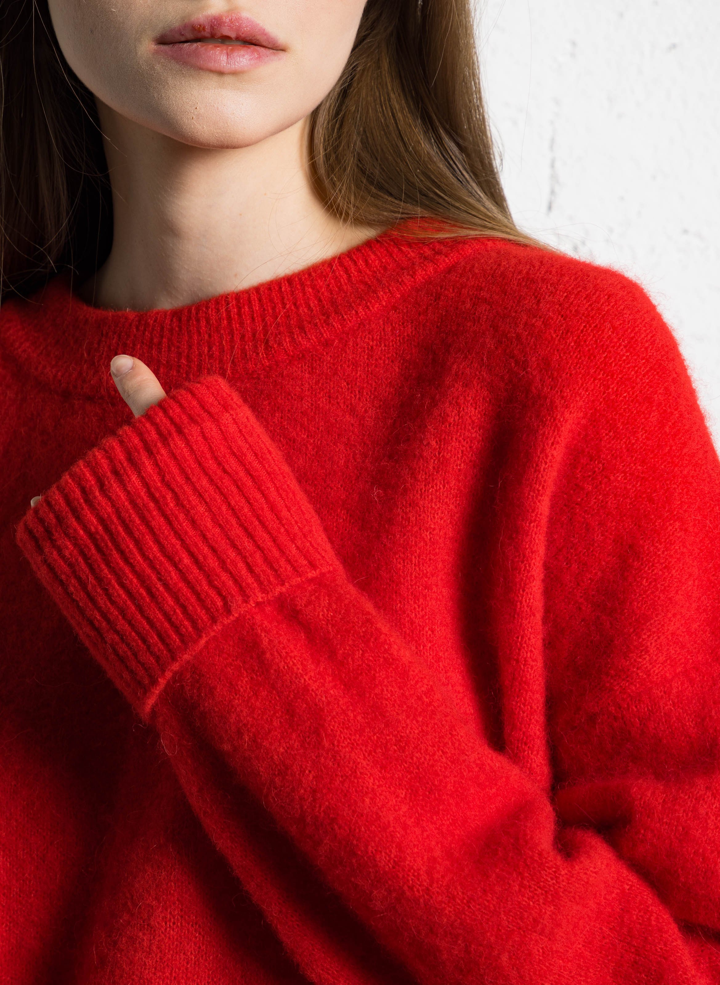 Pull ample col rond en laine mélangée vitow Rouge