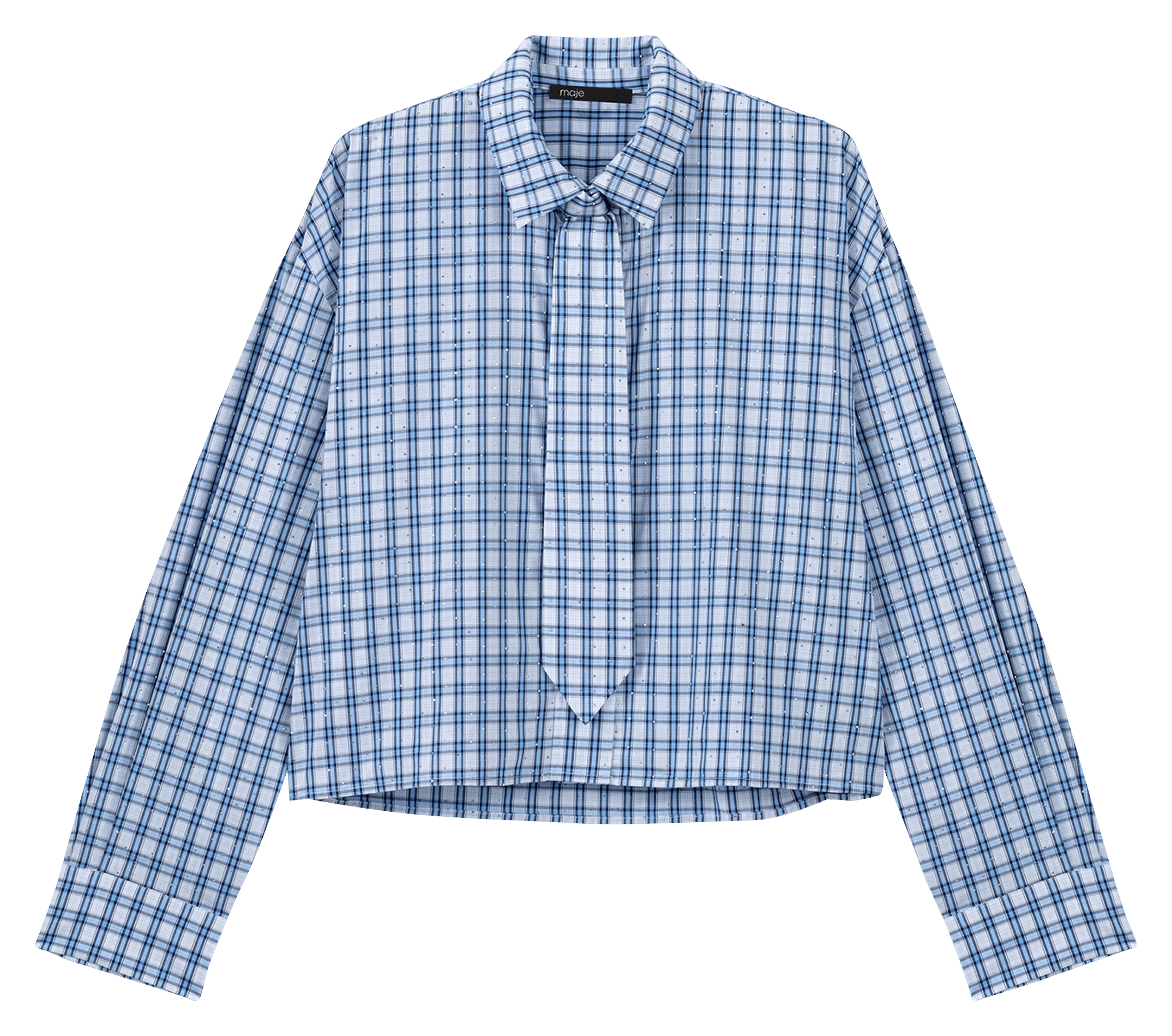 Chemise oversize courte en coton MAJE Bleu