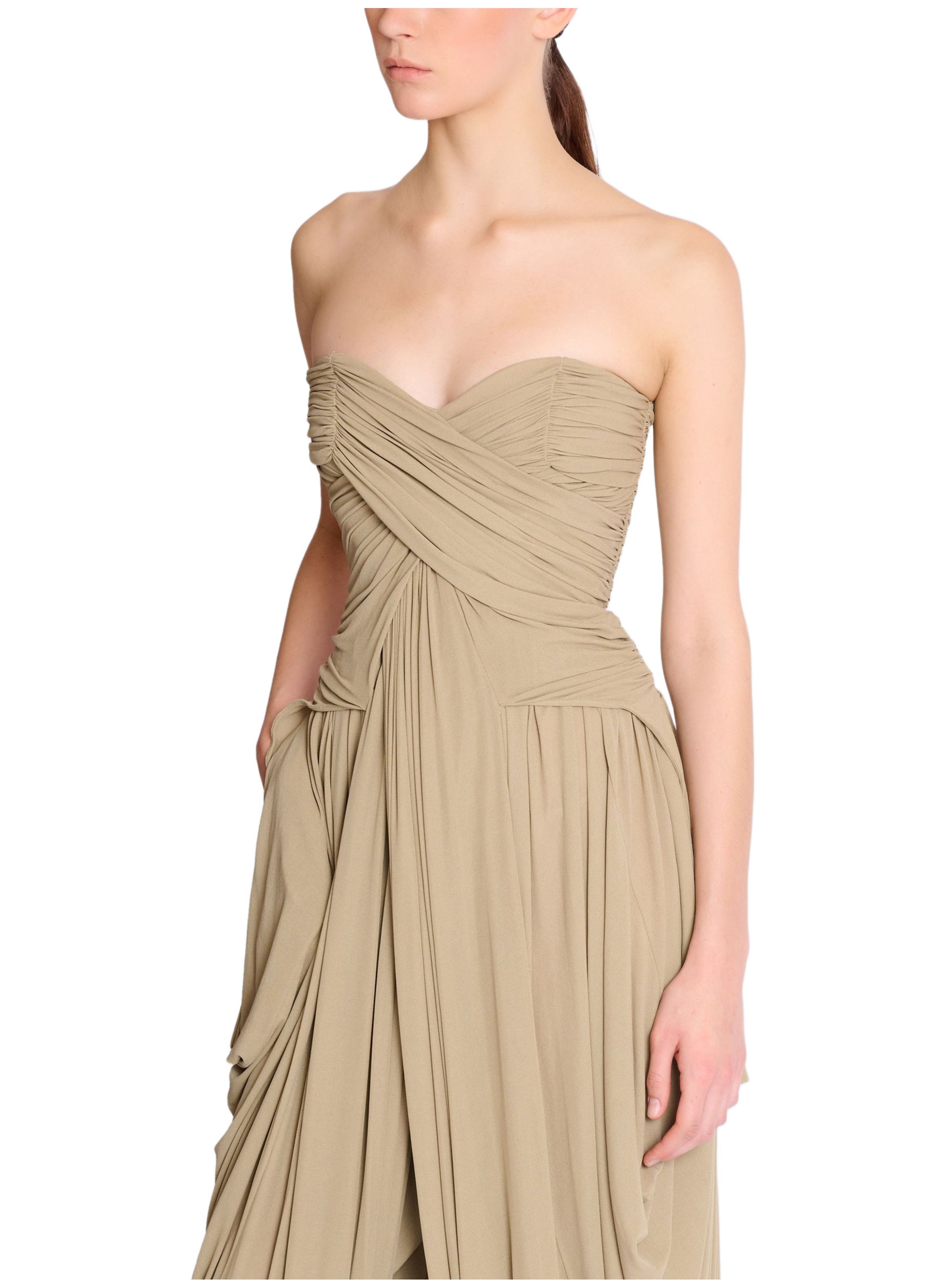 Combinaison bustier drapée BALMAIN Beige