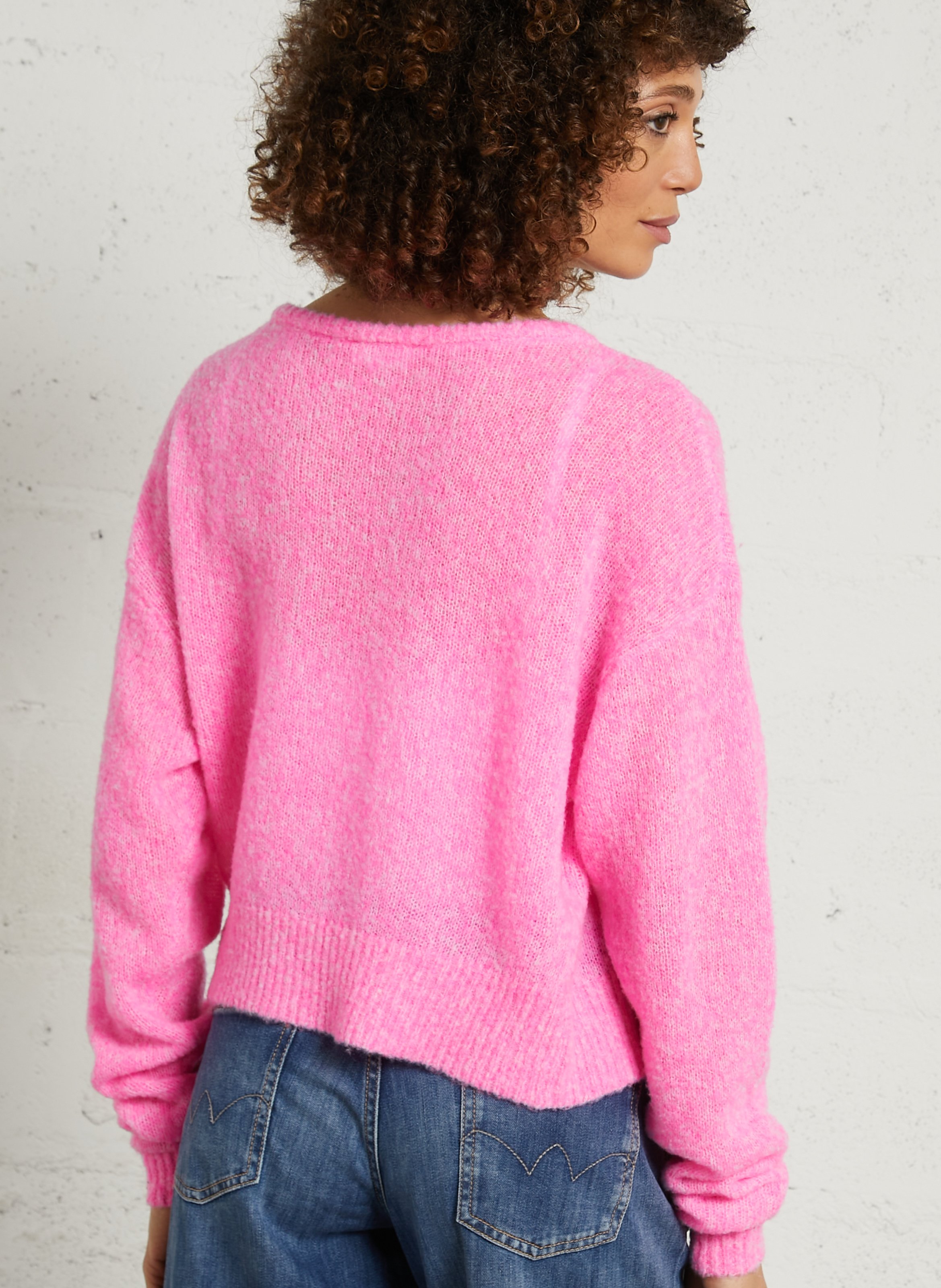 Pull oversize col rond en laine mélangée nuggy AMERICAN VINTAGE Rose