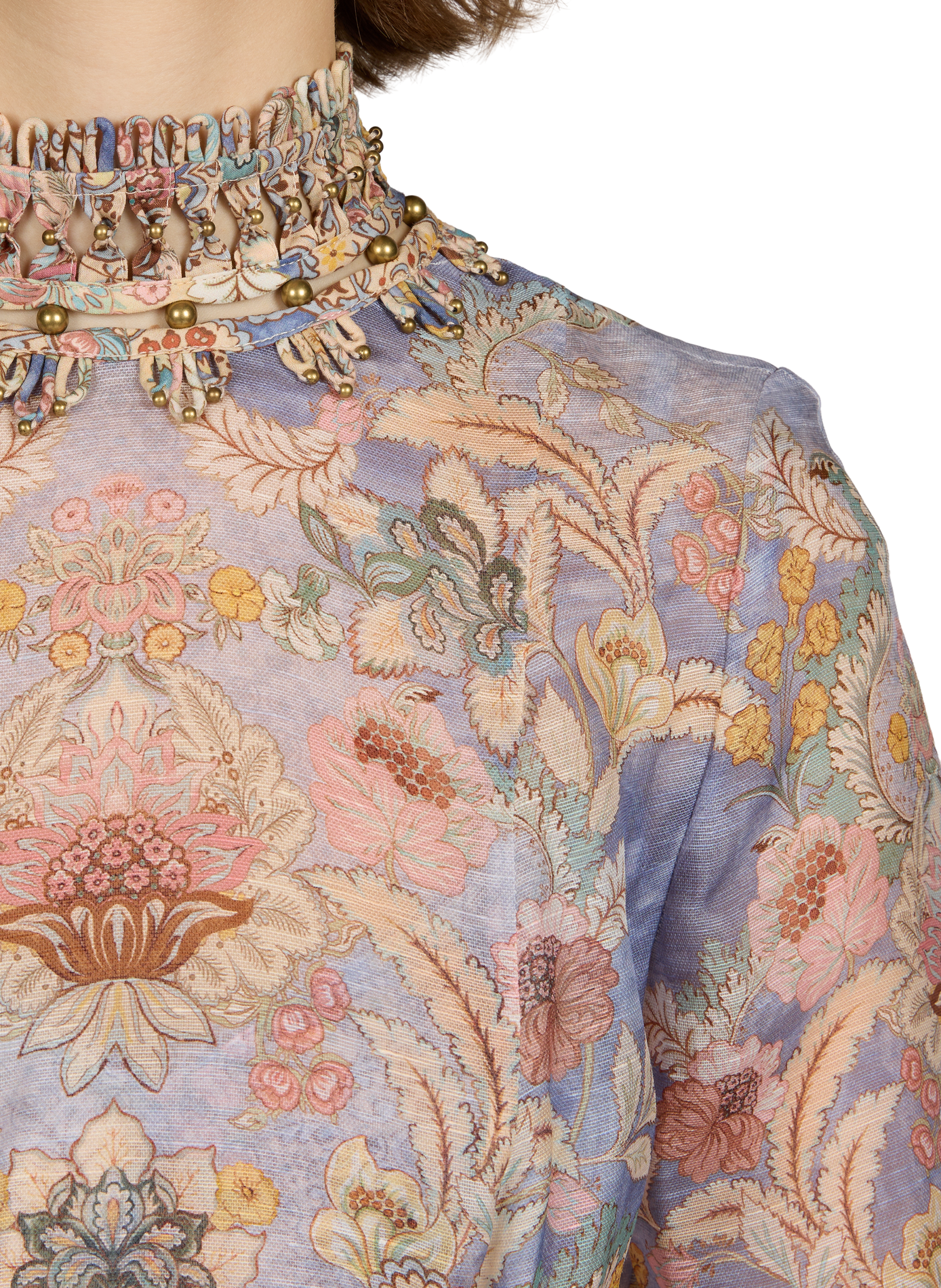 Robe longue à festons Rebellion en lin et soie ZIMMERMANN Multicolore