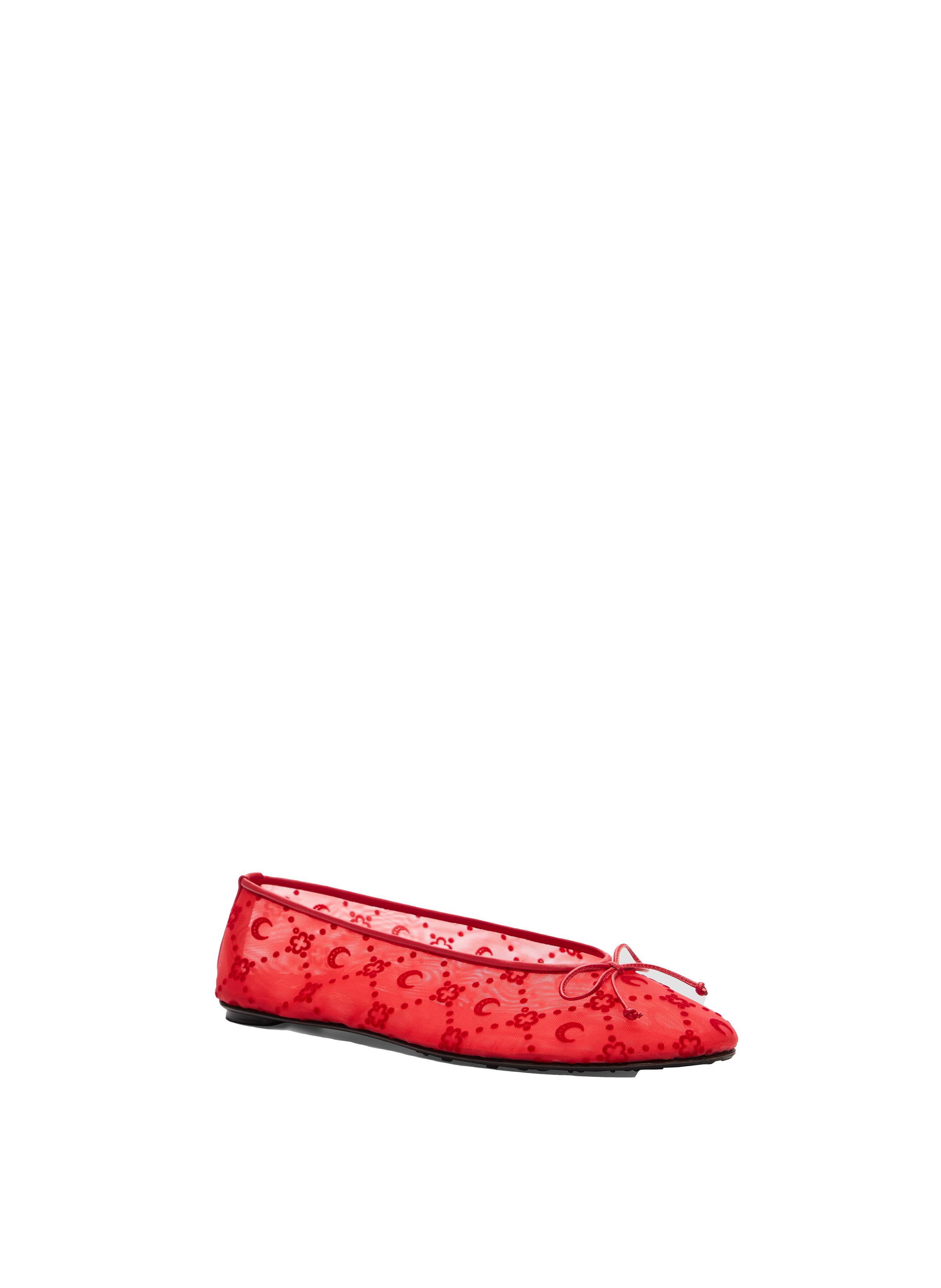 Moonogram mesh flock flats Red