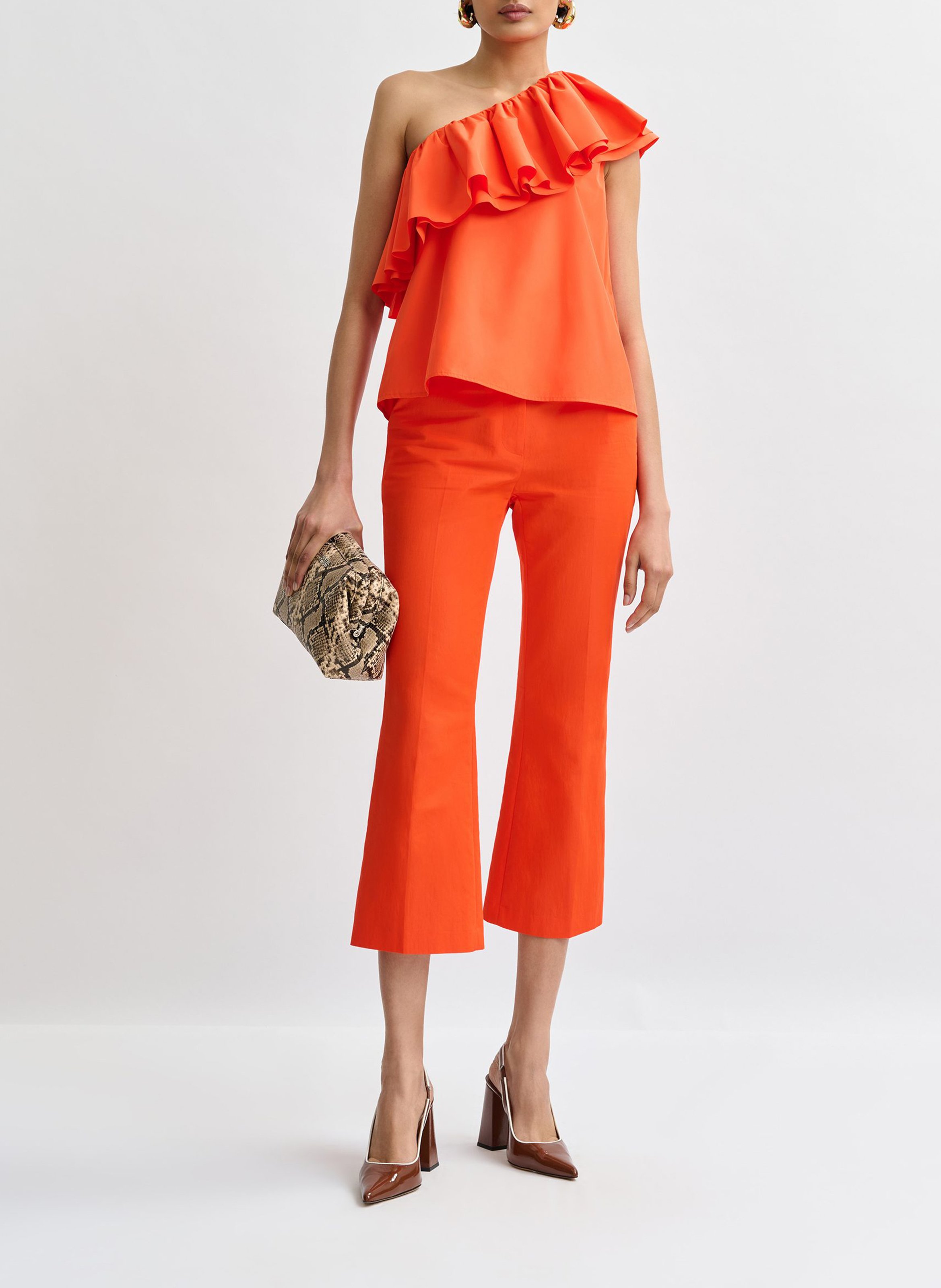 Top asymétrique imprimé jillian ESSENTIEL ANTWERP Orange