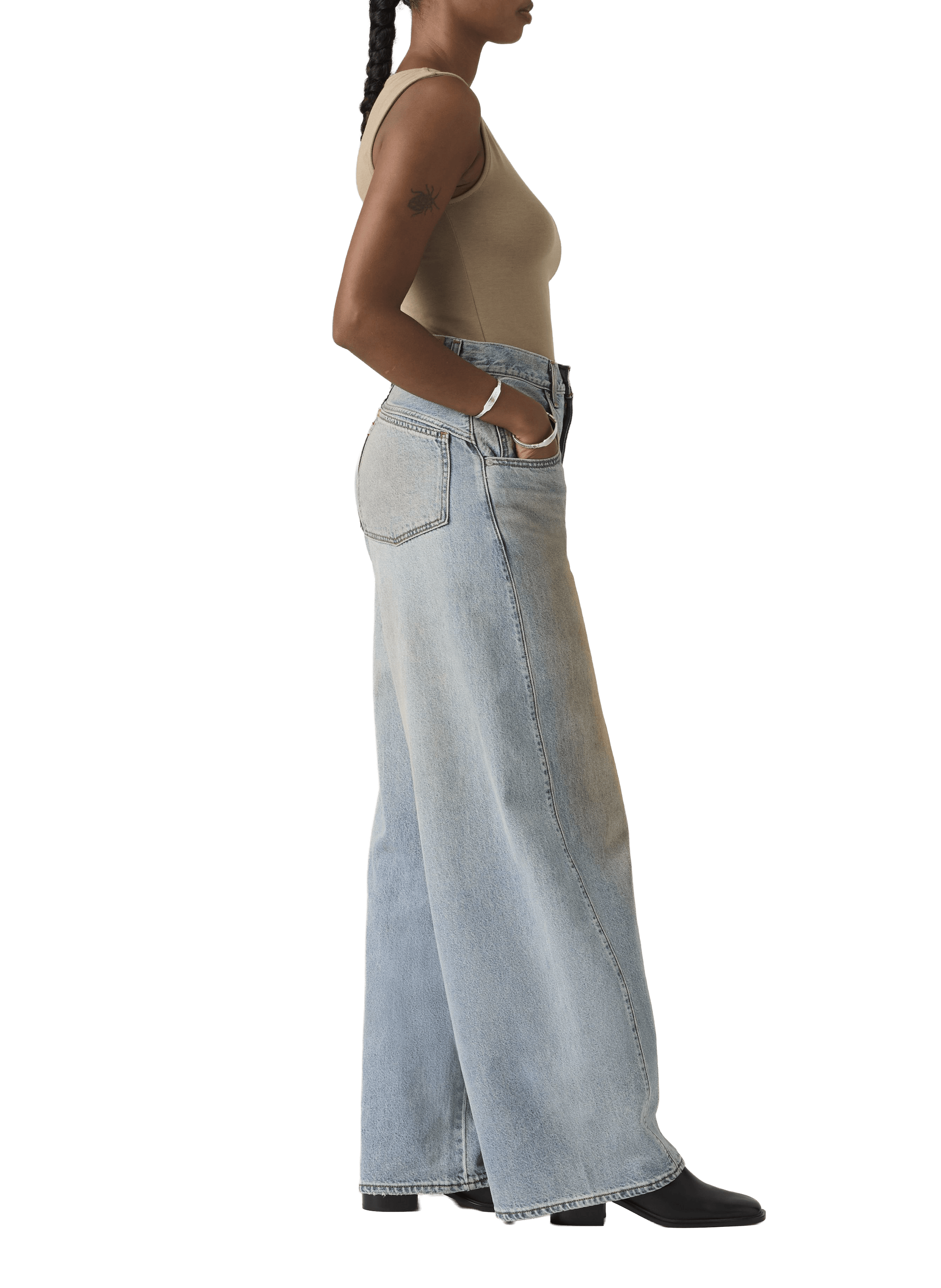 Jean super Baggy Barrel délavé en coton LEVI'S Marron