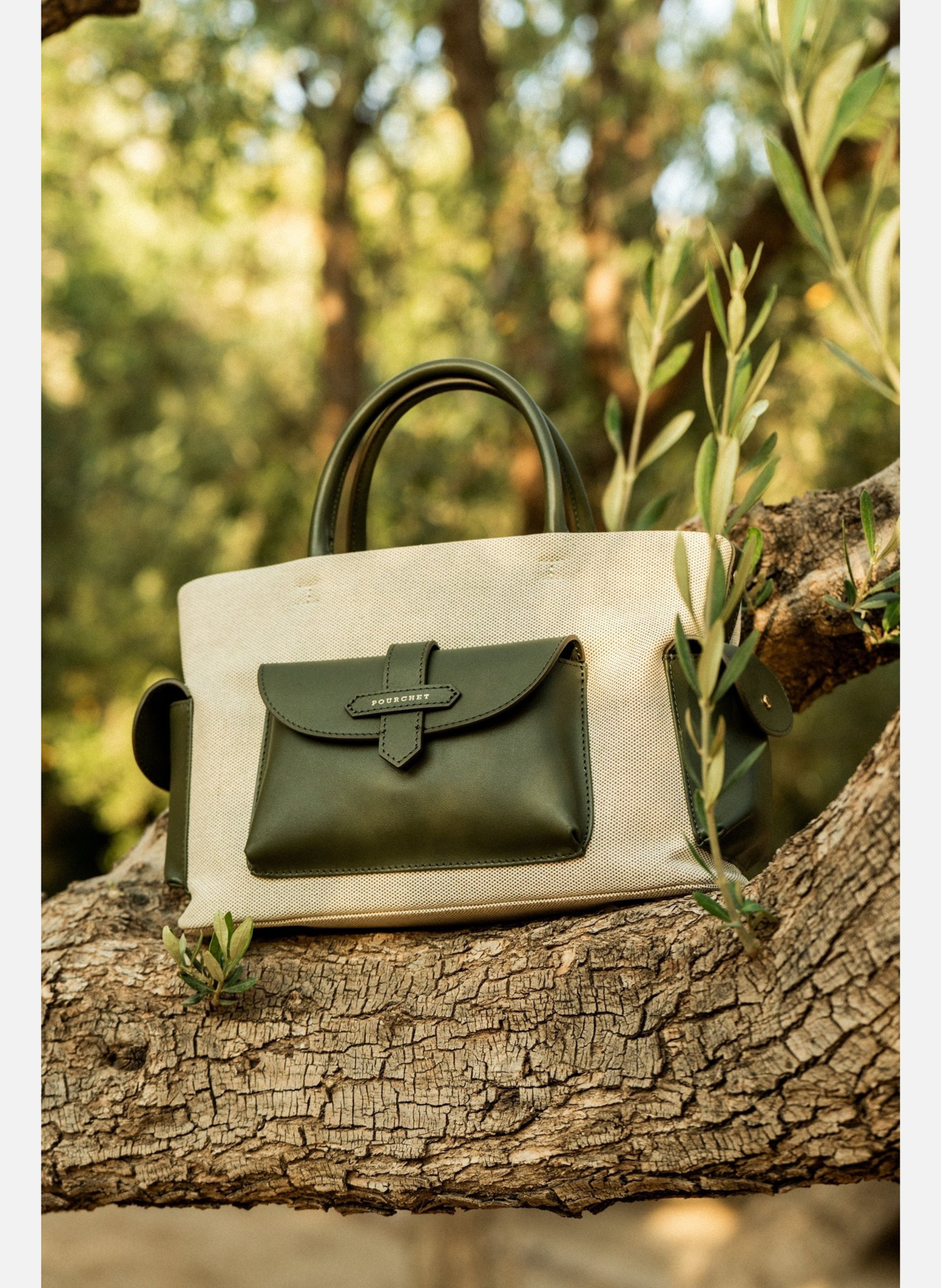 Reporter coton | sac à main POURCHET Kaki