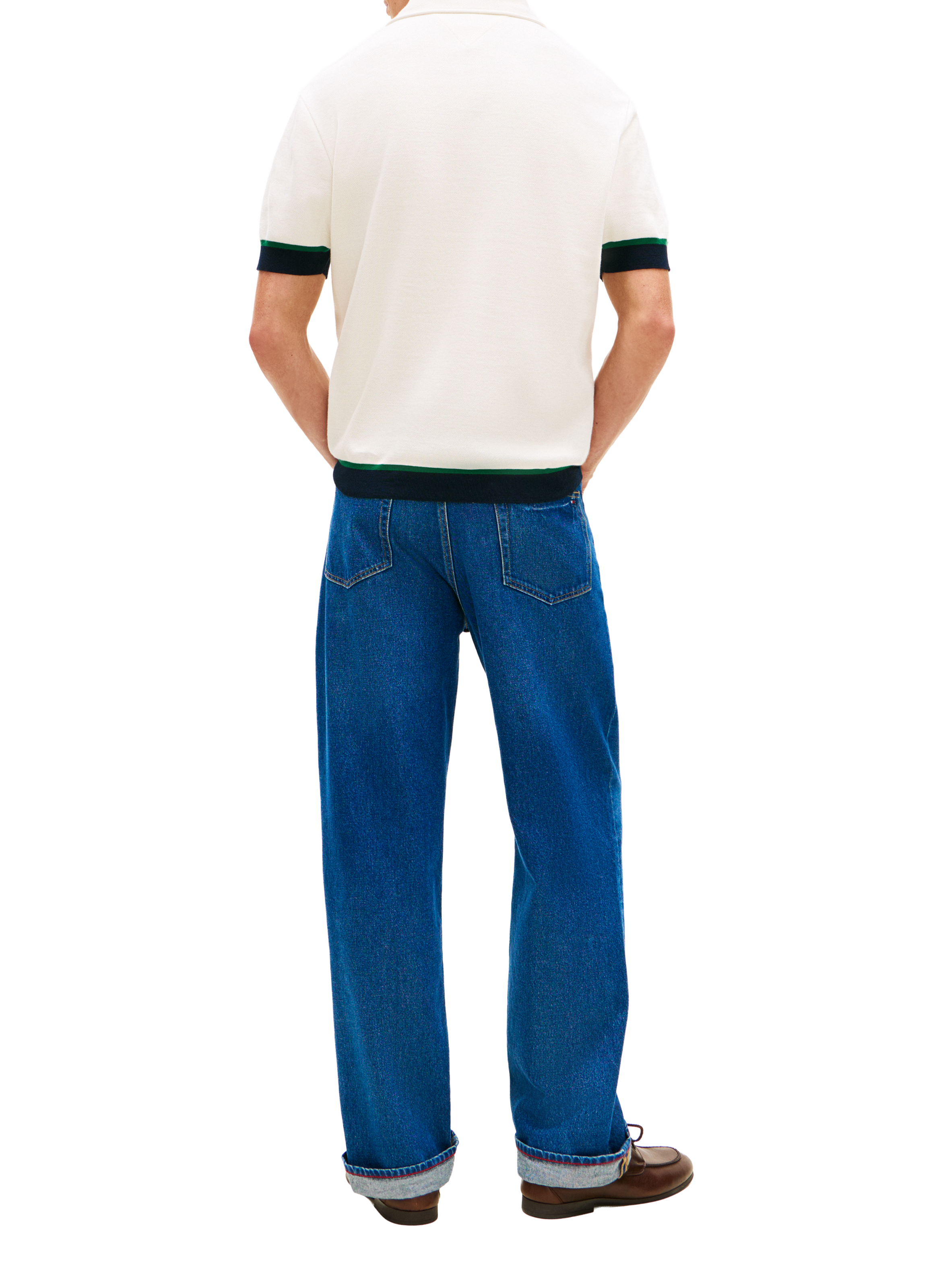 Polo droit à bordures contrastantes en coton  TOMMY HILFIGER Beige