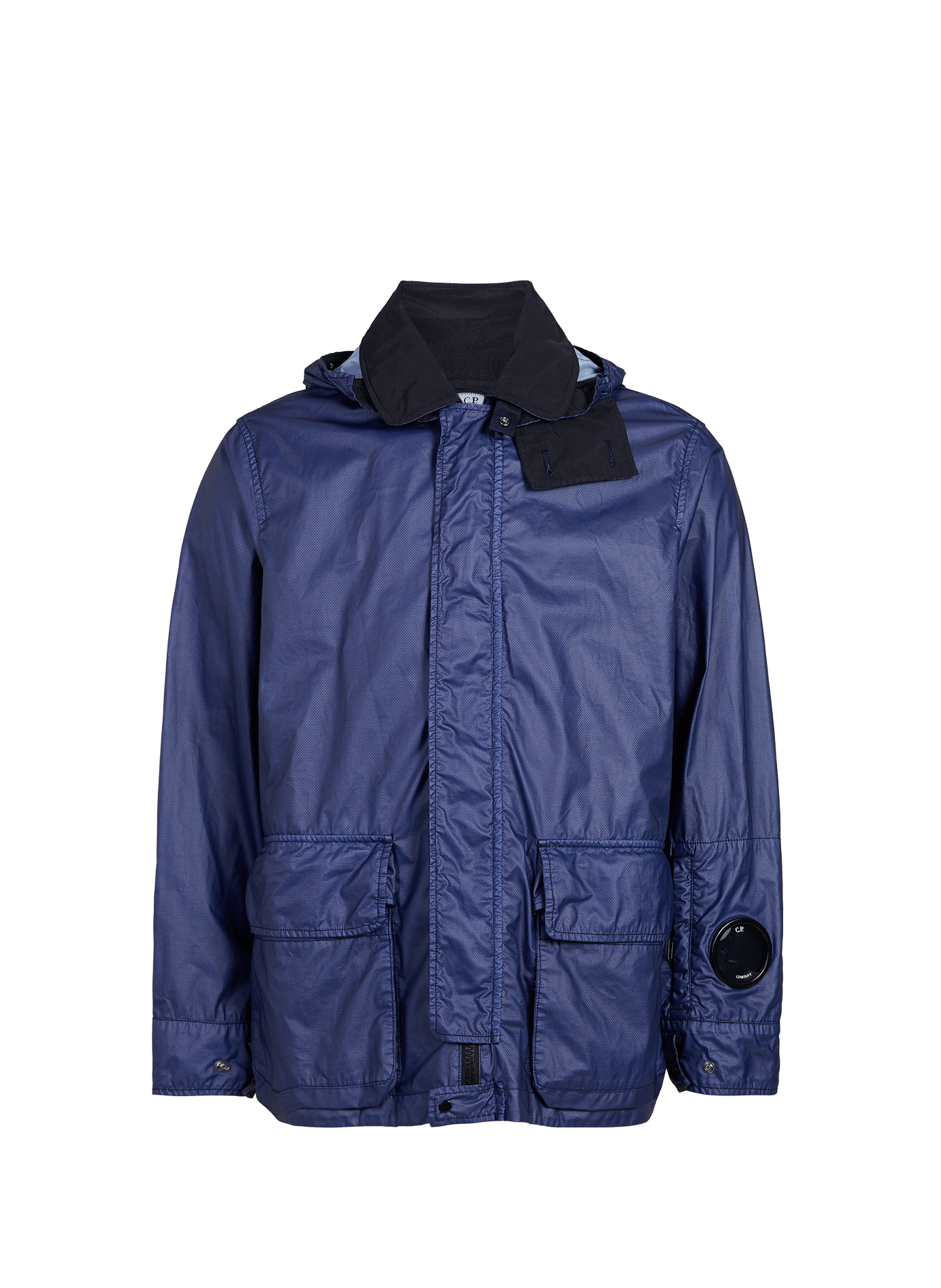 Waterproof jacket with removable hood in cotton CP COMPANY Blue