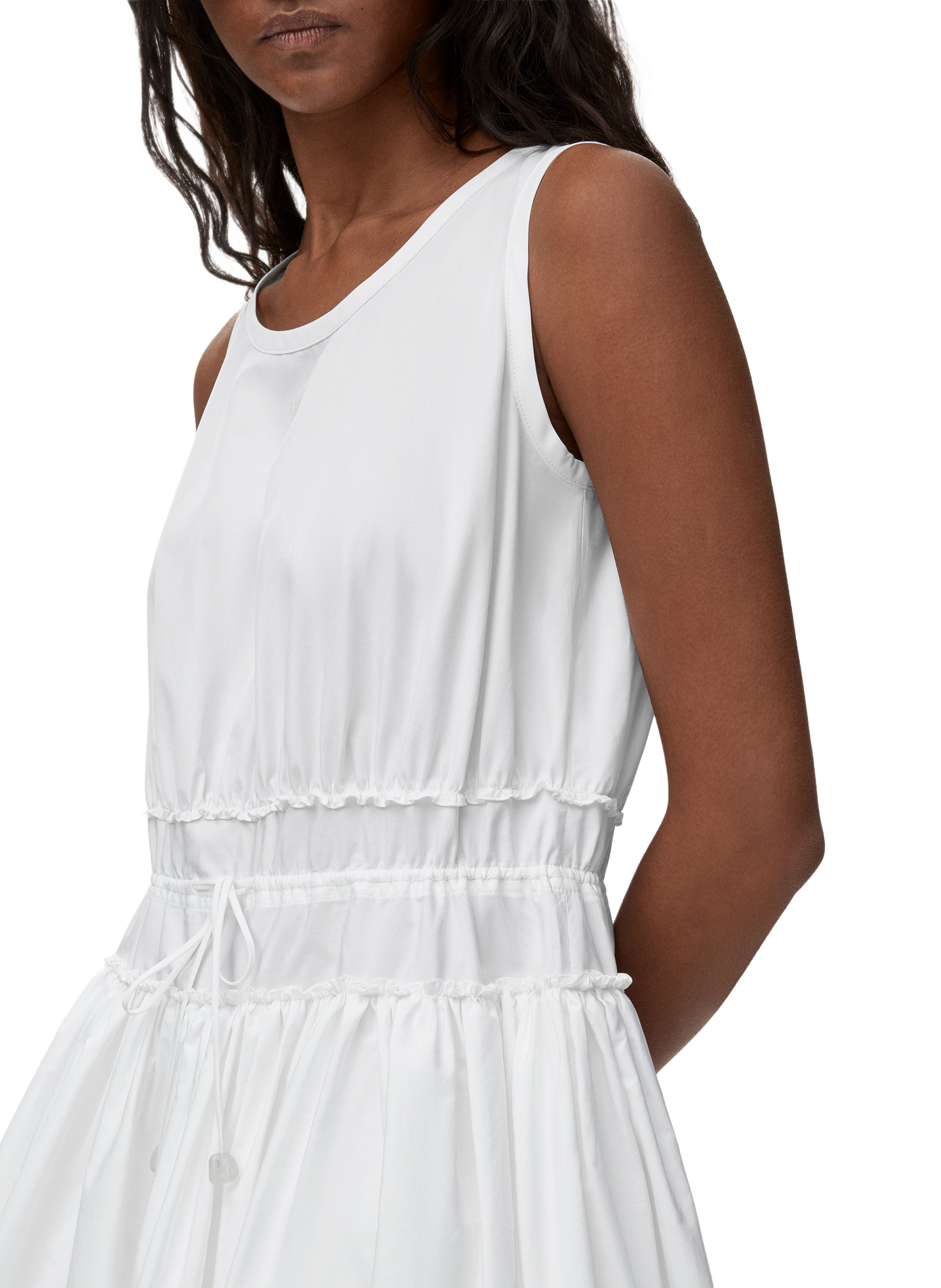 Layered cotton poplin dress LOEWE White