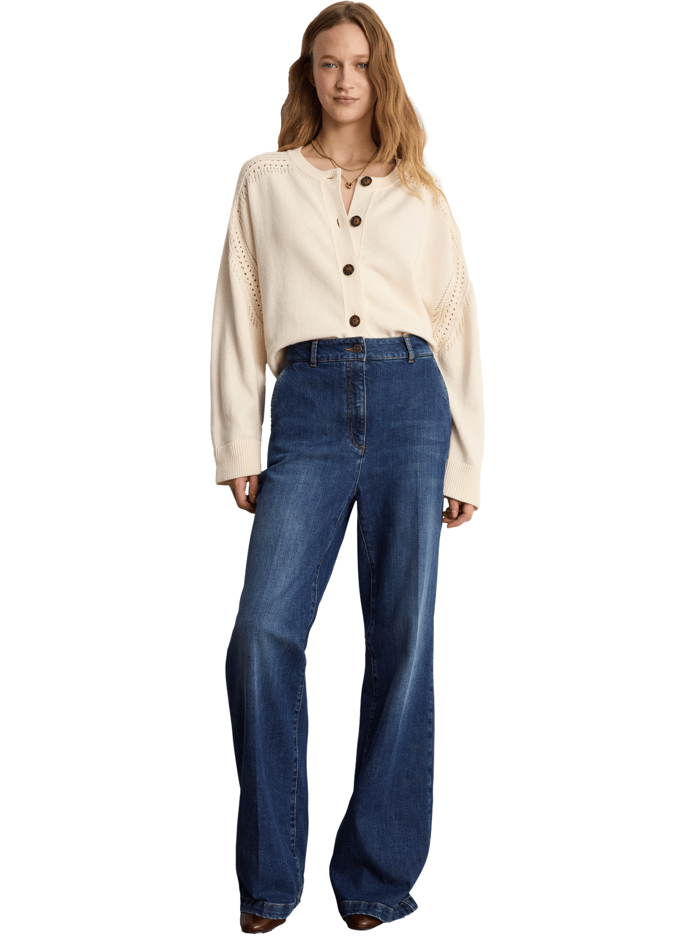 Jean flare en denim brut - bayahe Bleu