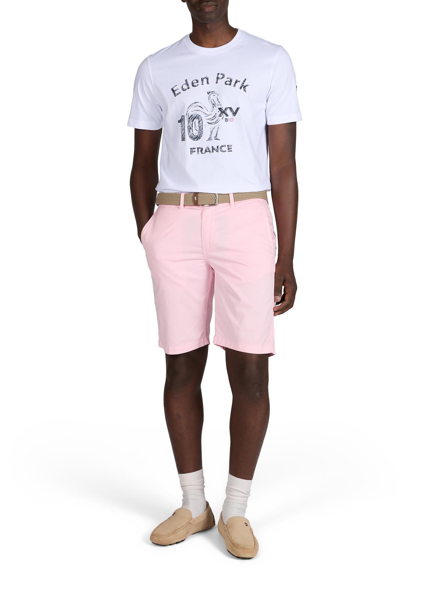 Bermuda uni en coton mélangé EDEN PARK Rose