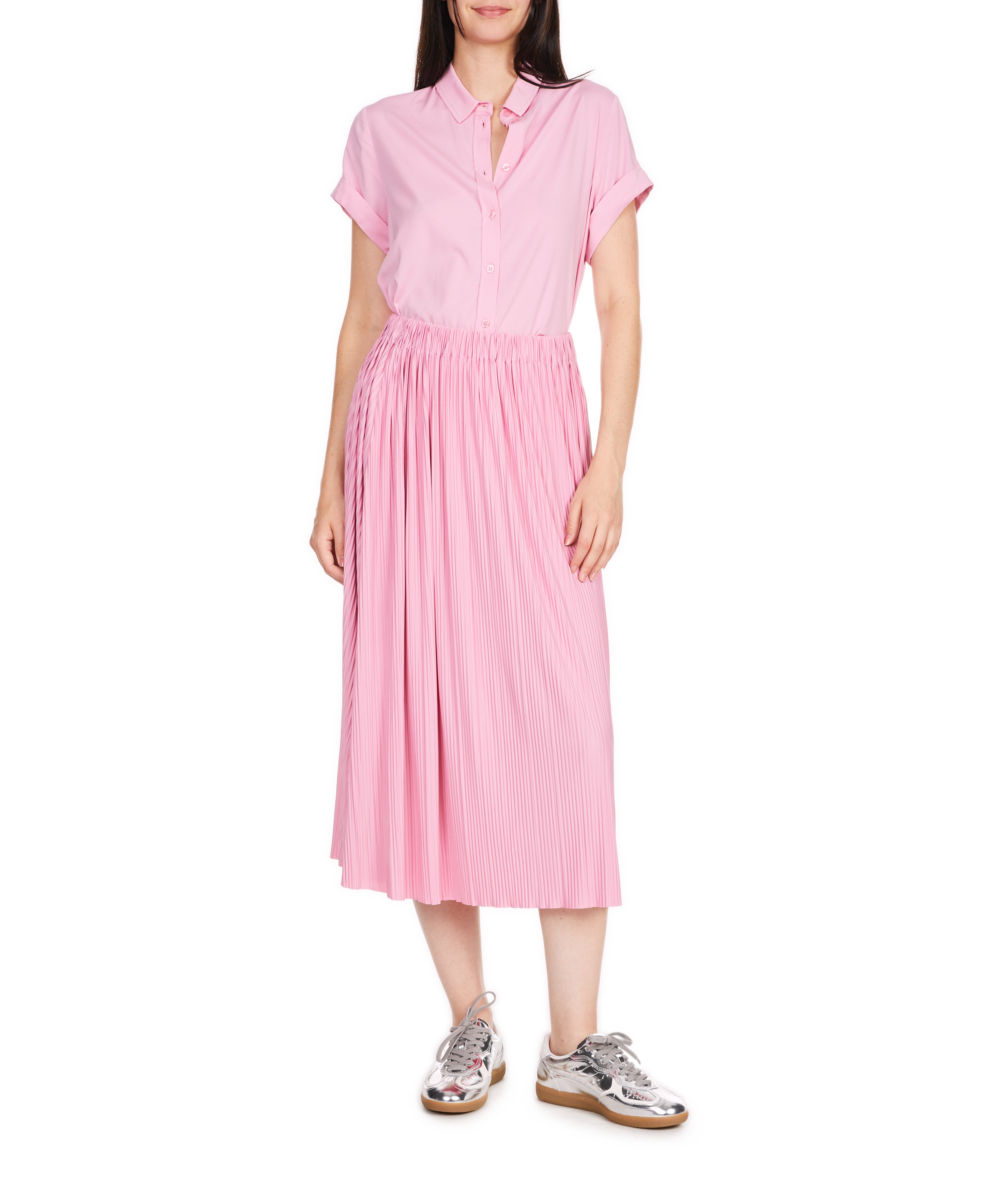 Jupe midi plissée Rose