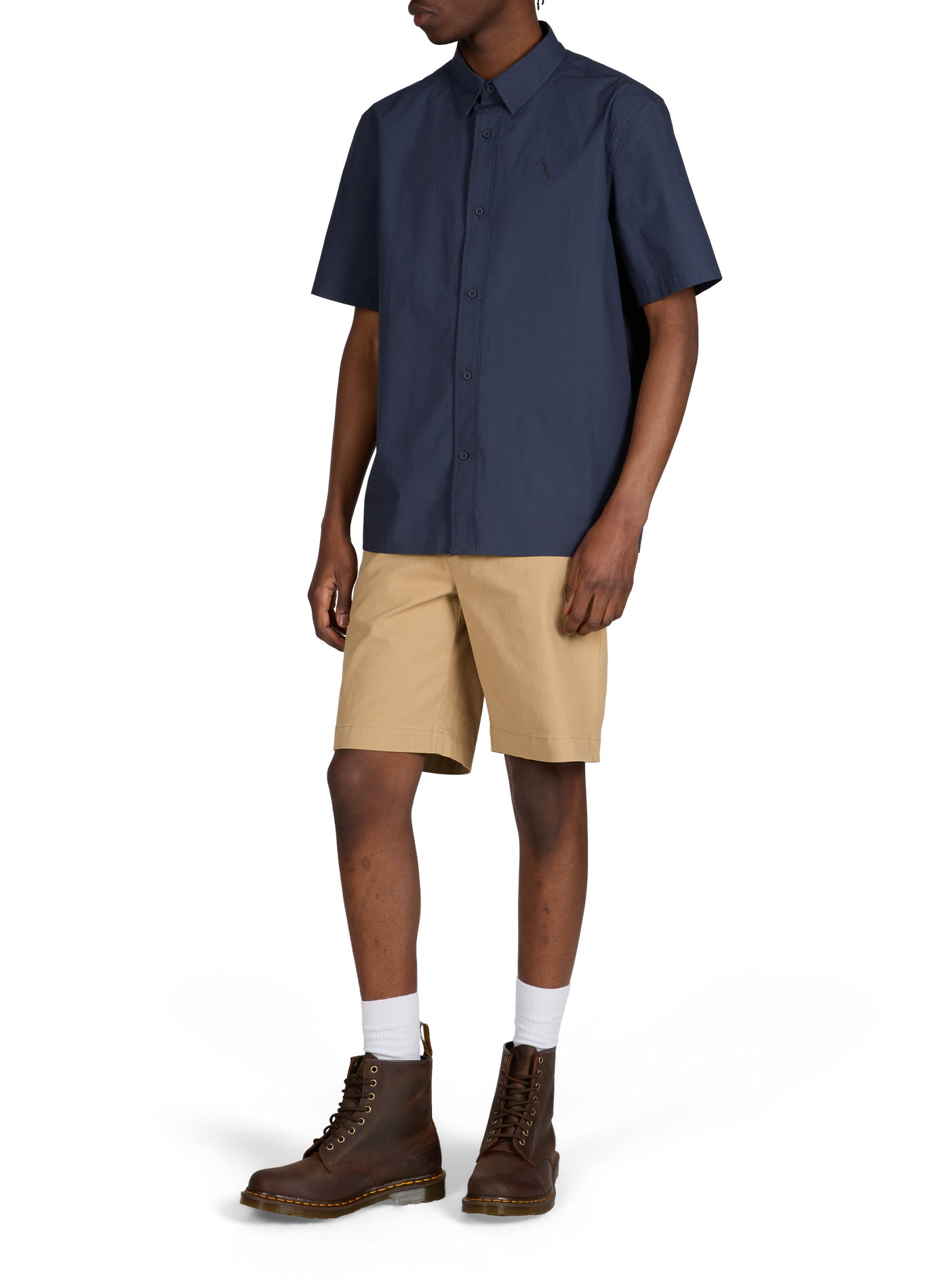 Solid short-sleeve cotton shirt AIGLE Blue