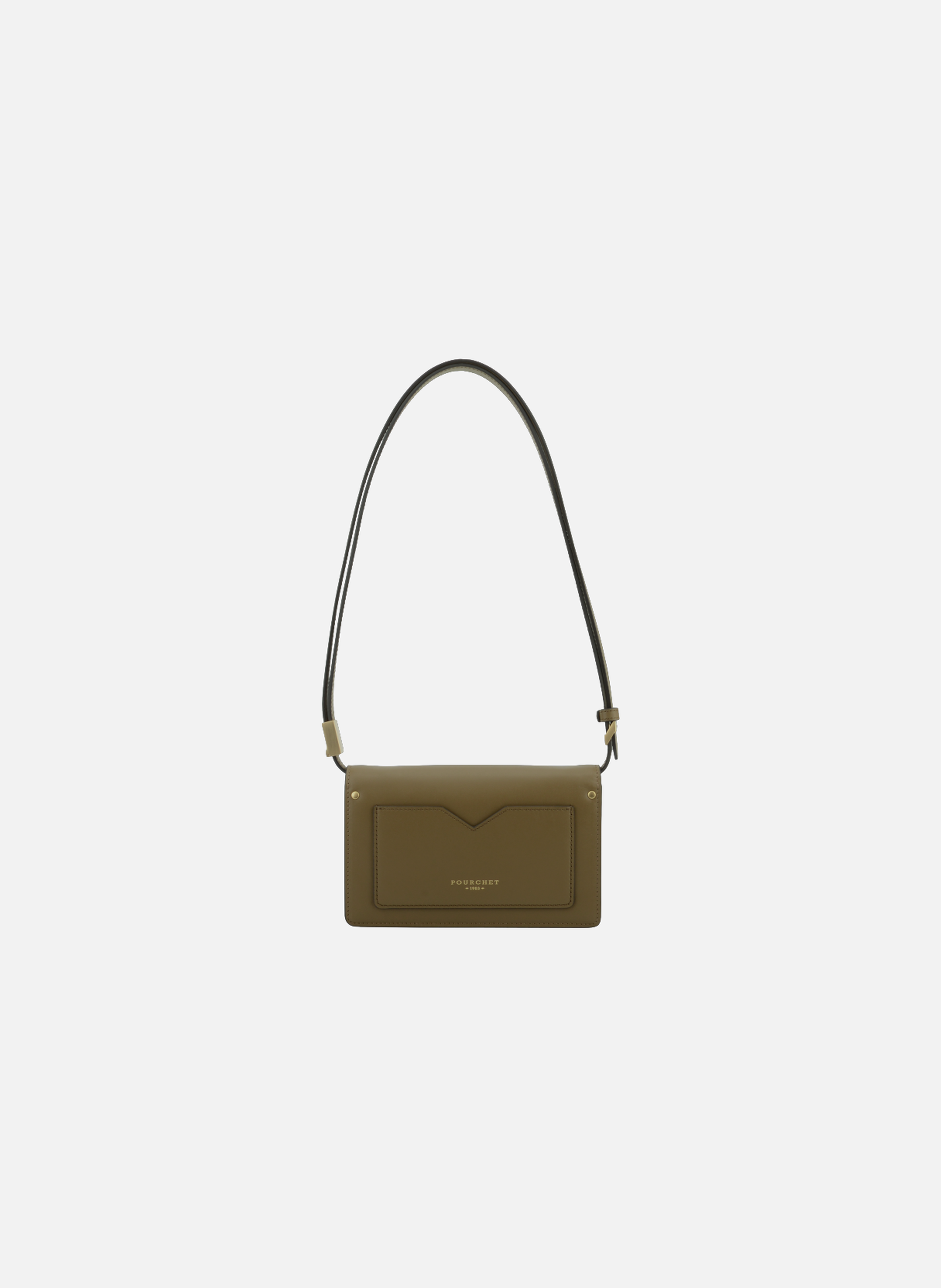 Anjou | sac porté épaule pm en cuir lisse POURCHET Kaki