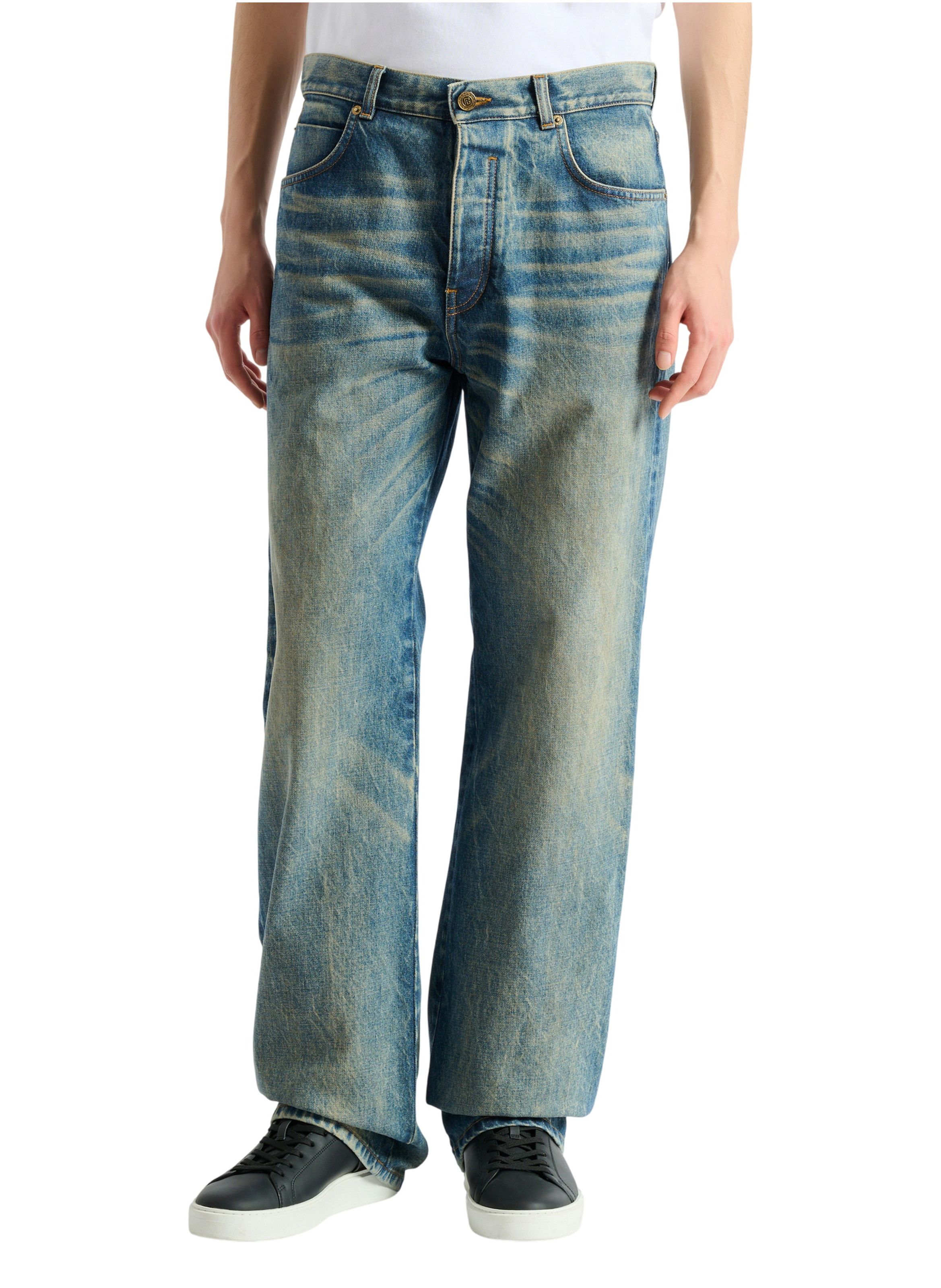 Jean loose en denim délavé vintage blue BALMAIN Bleu
