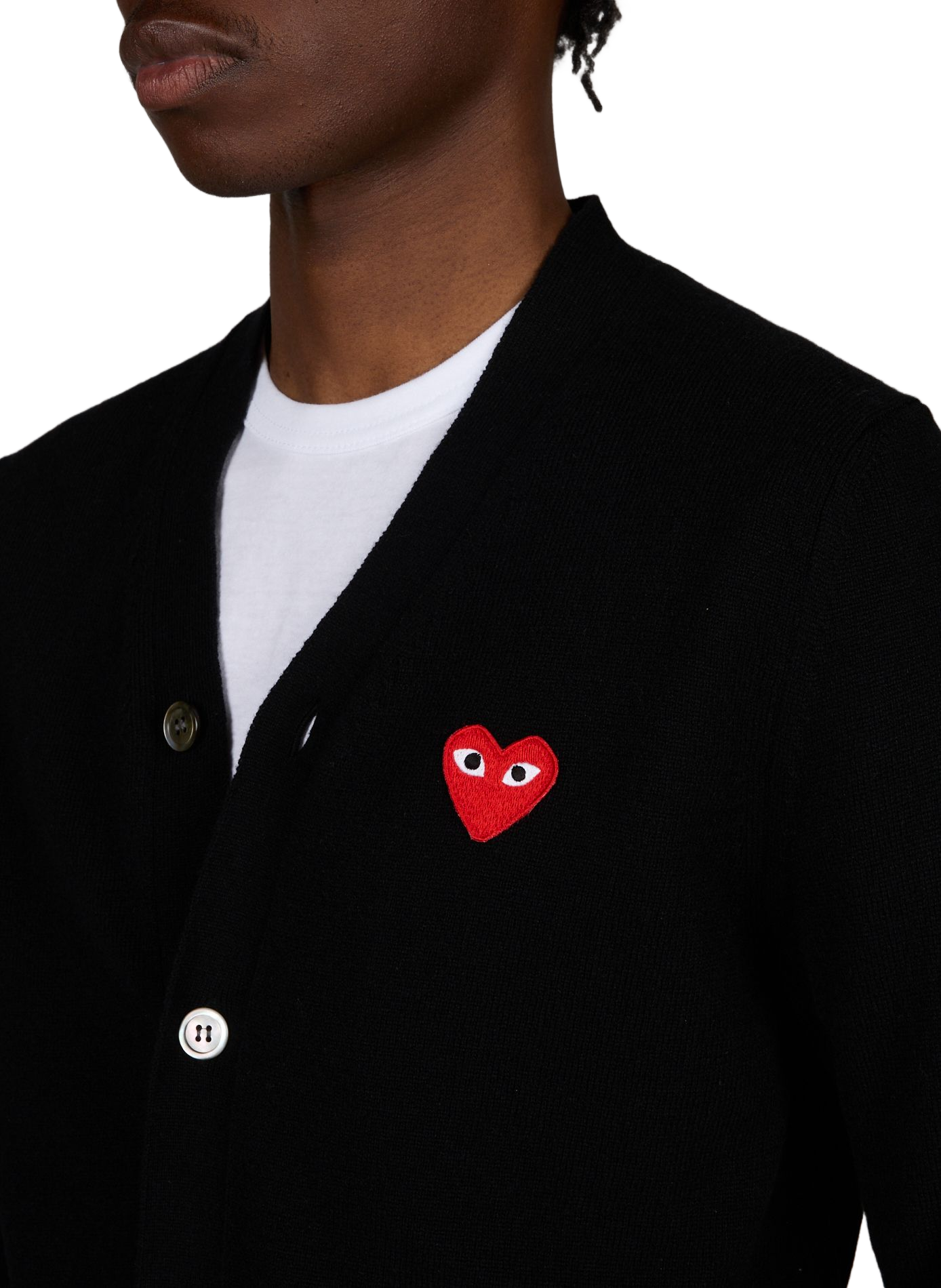 Heart patch wool cardigan COMME DES GARCONS PLAY Black