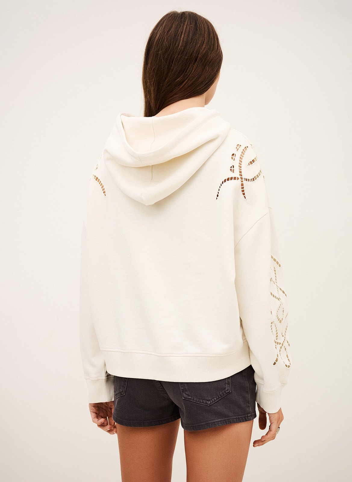 Sweat ample à capuche brodé beni BA&SH Beige