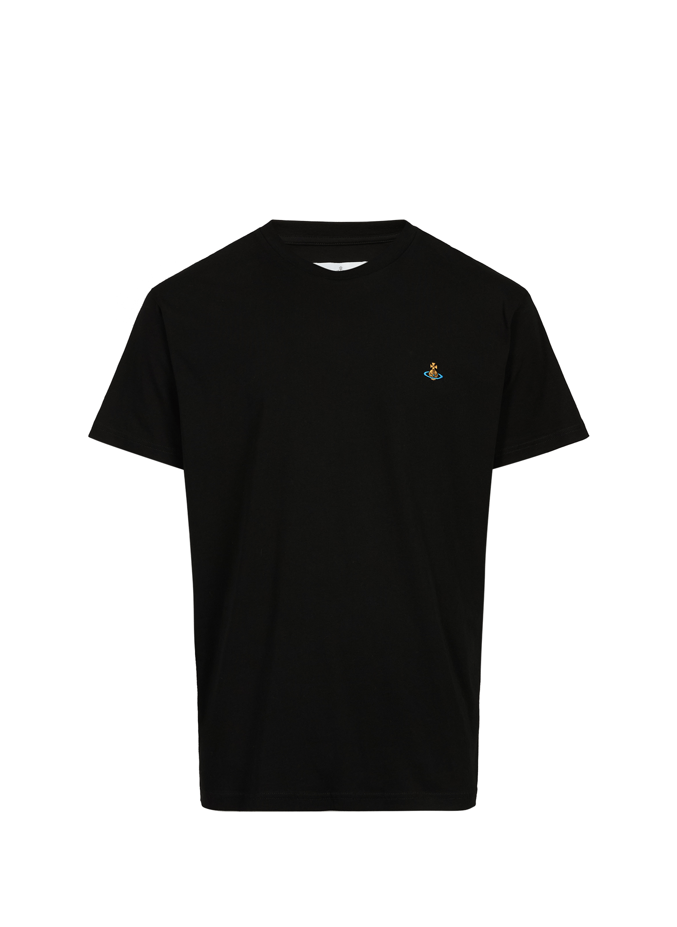 Kurzarm T-Shirt mit gesticktem Logo aus Baumwolle. VIVIENNE WESTWOOD Schwarz