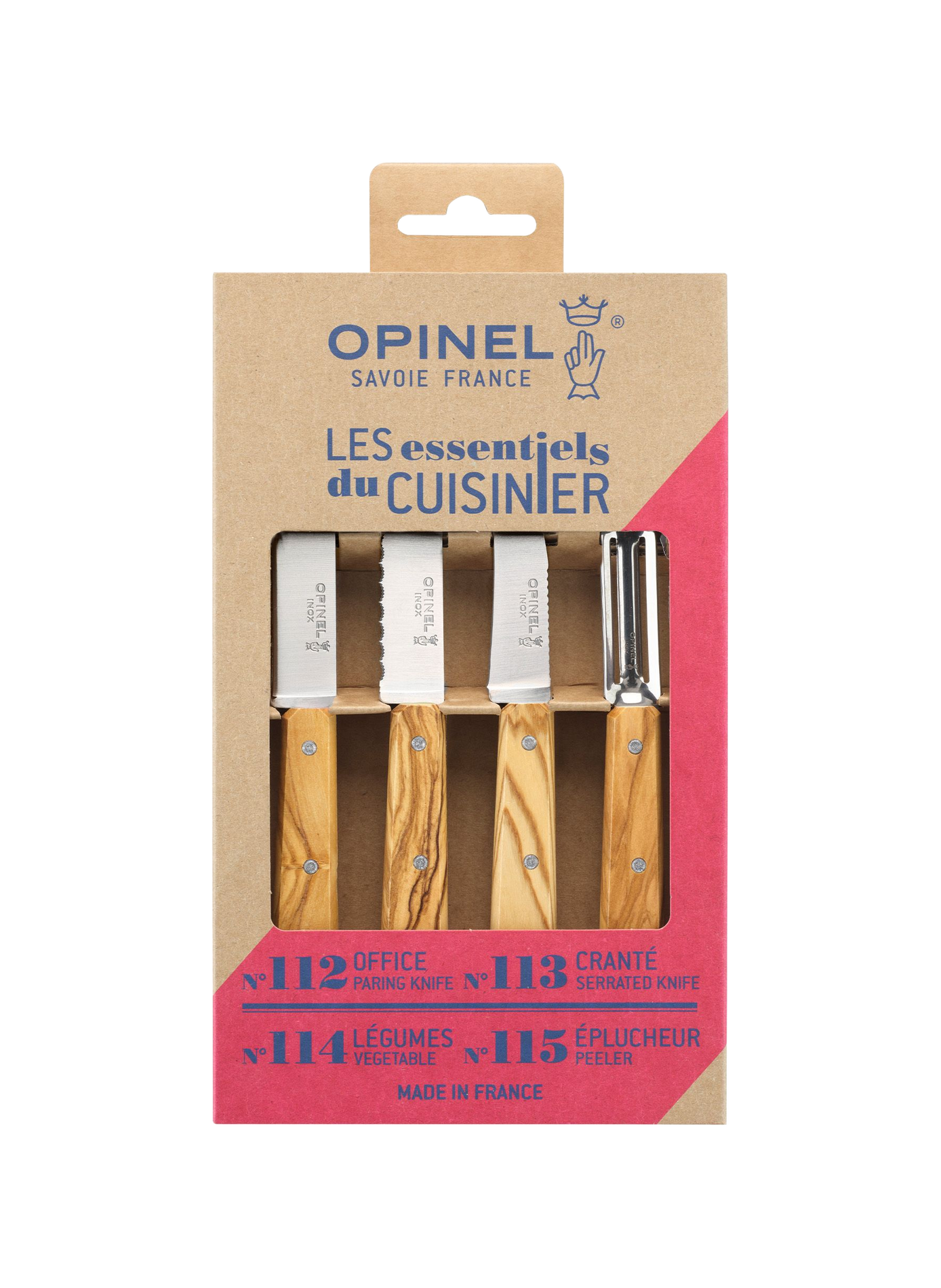 Set of 4 Essential Knives OPINEL Brown