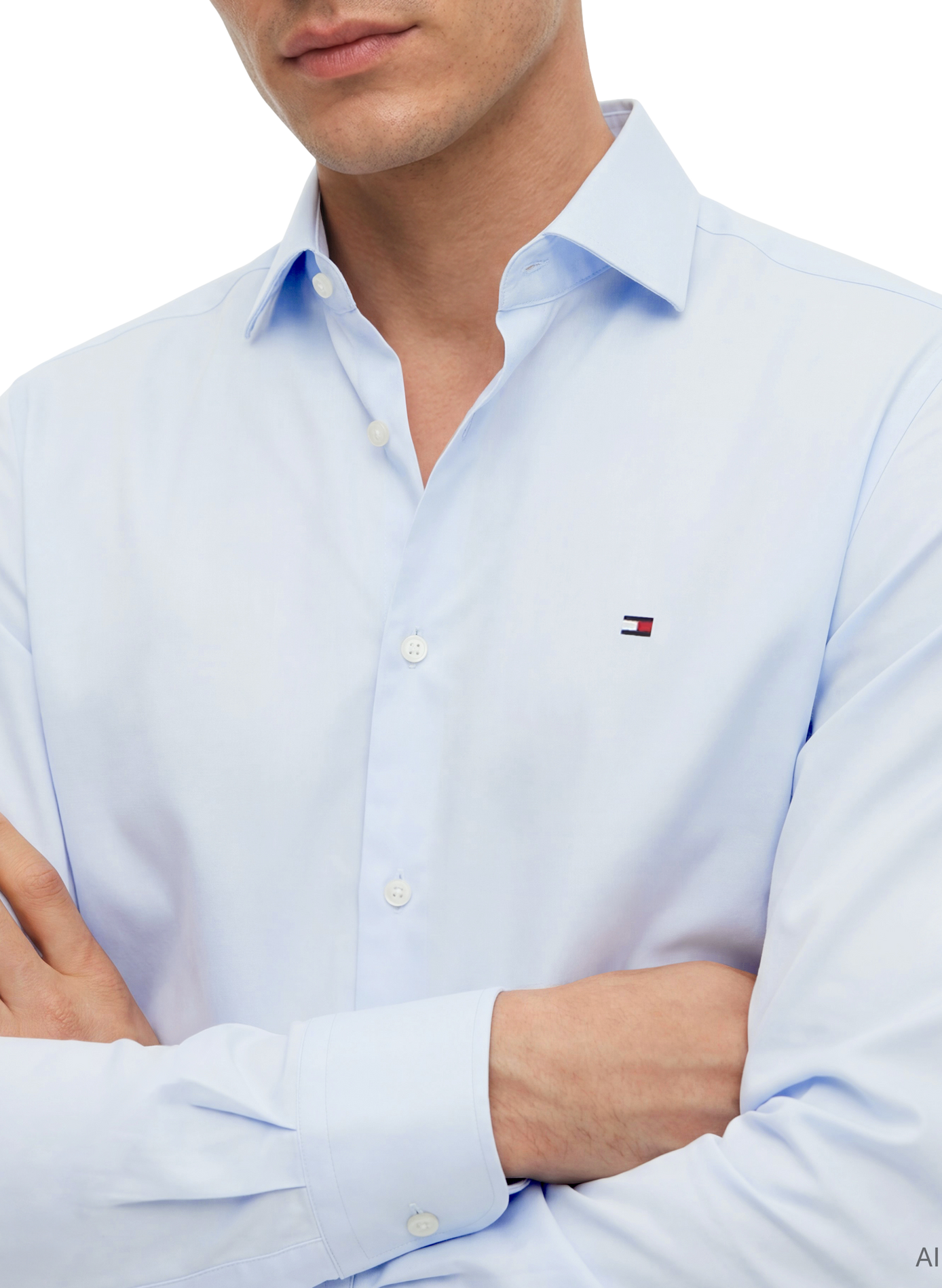 Straight classic collar shirt in blended cotton TOMMY HILFIGER Blue