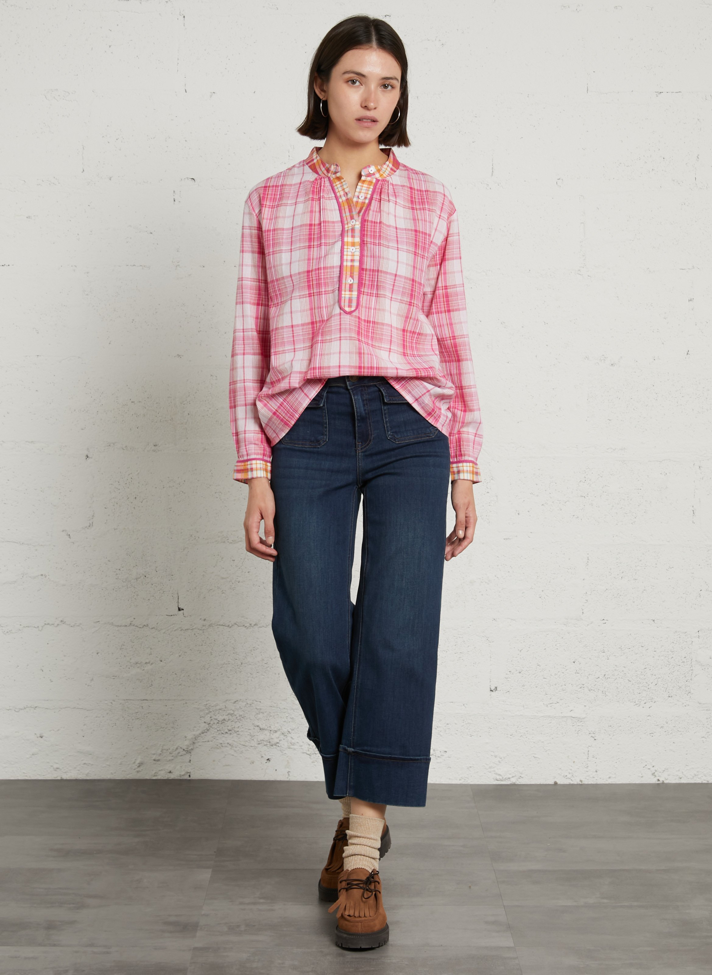 Chemise à carreaux en coton melodie MAISON 123 Rose