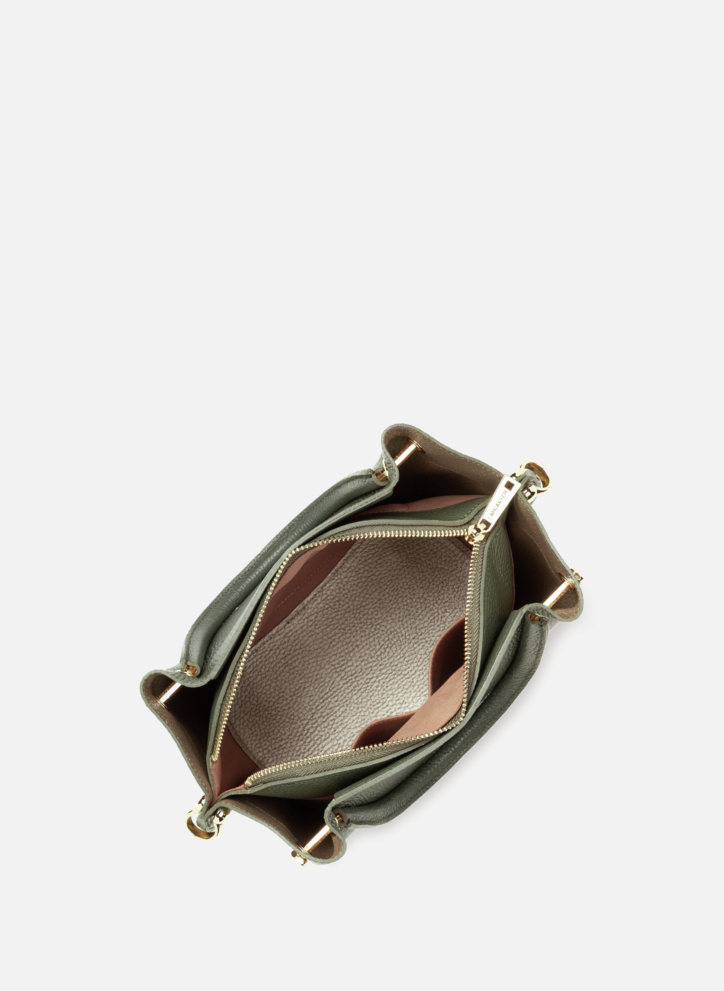 Sac à main - foulonné double louisa LANCASTER Kaki