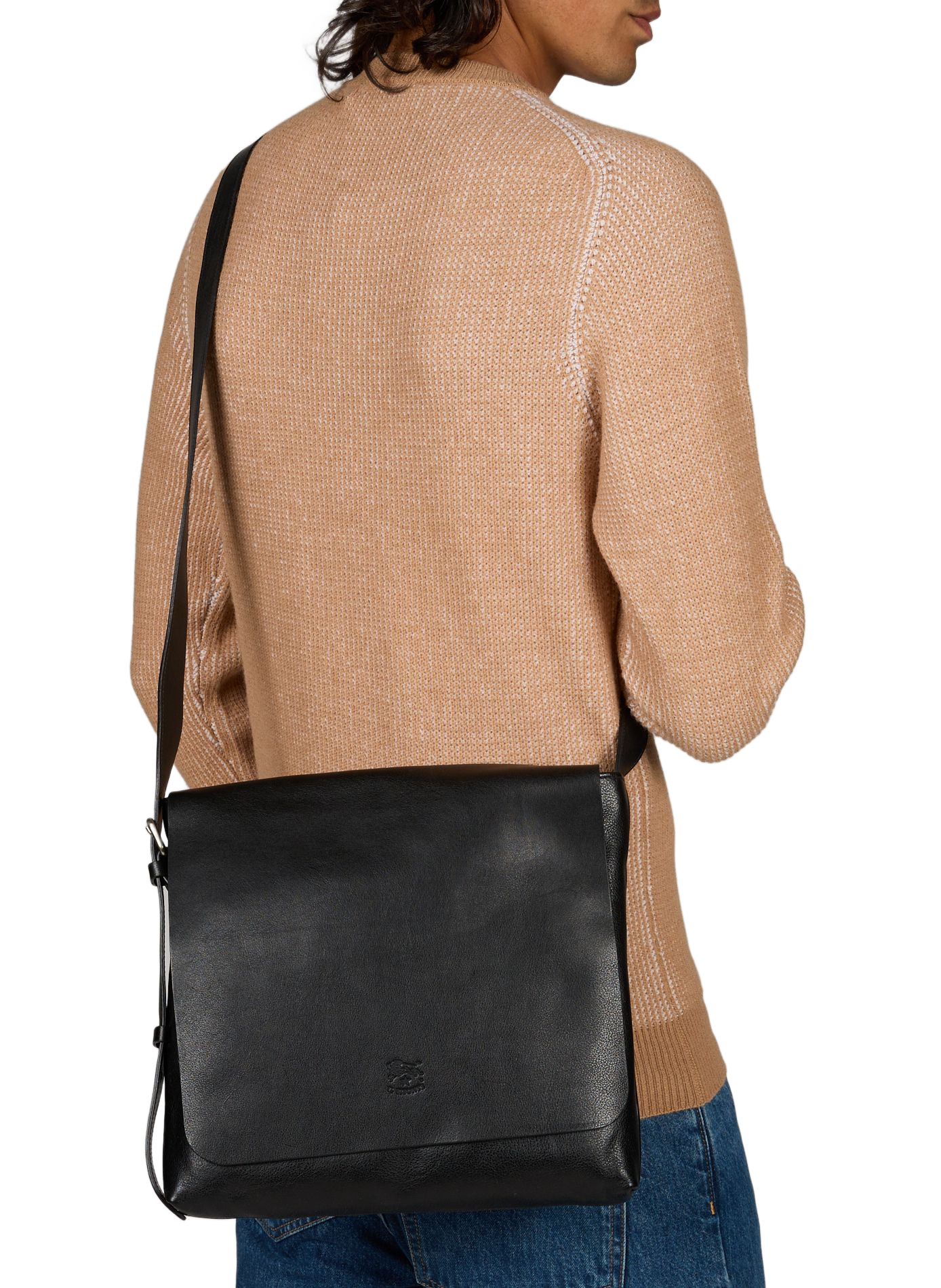 Cowhide leather shoulder bag IL BISONTE Black