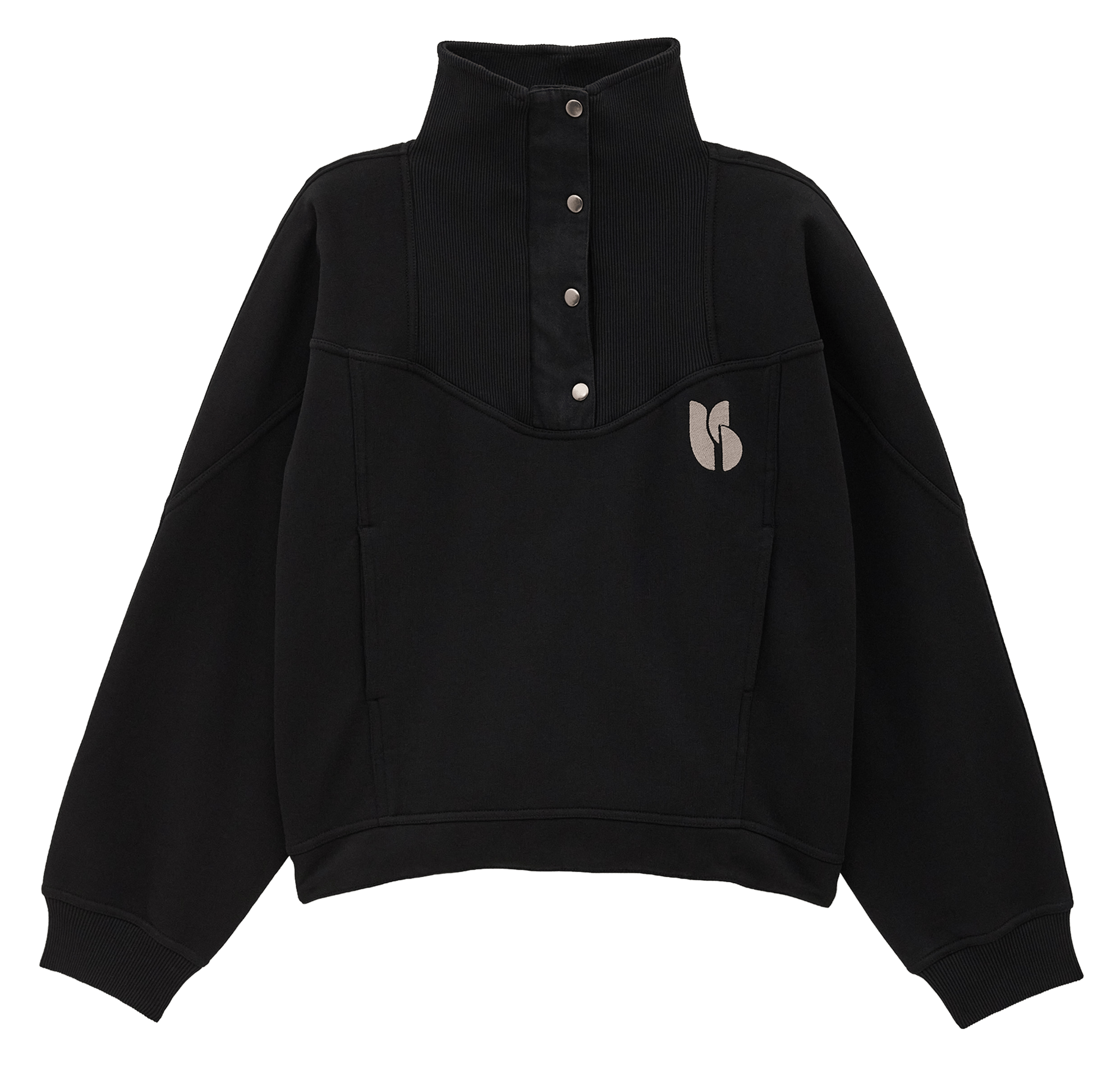 Sweat col montant boutonné à broderie jossy BA&SH Noir