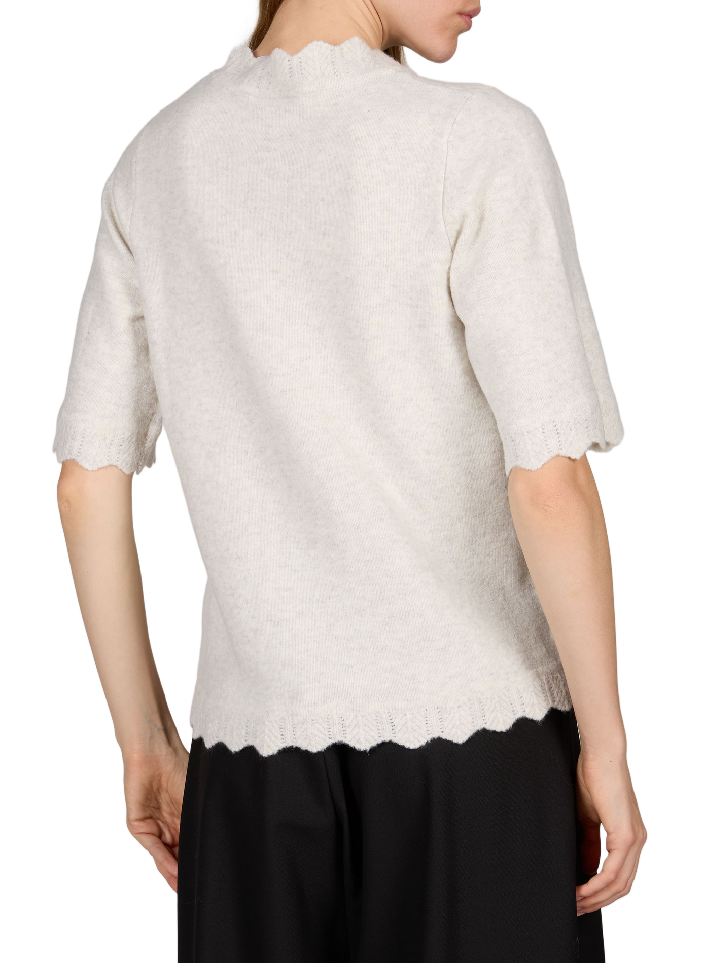 Round neck straight solid color sweater VILA Beige