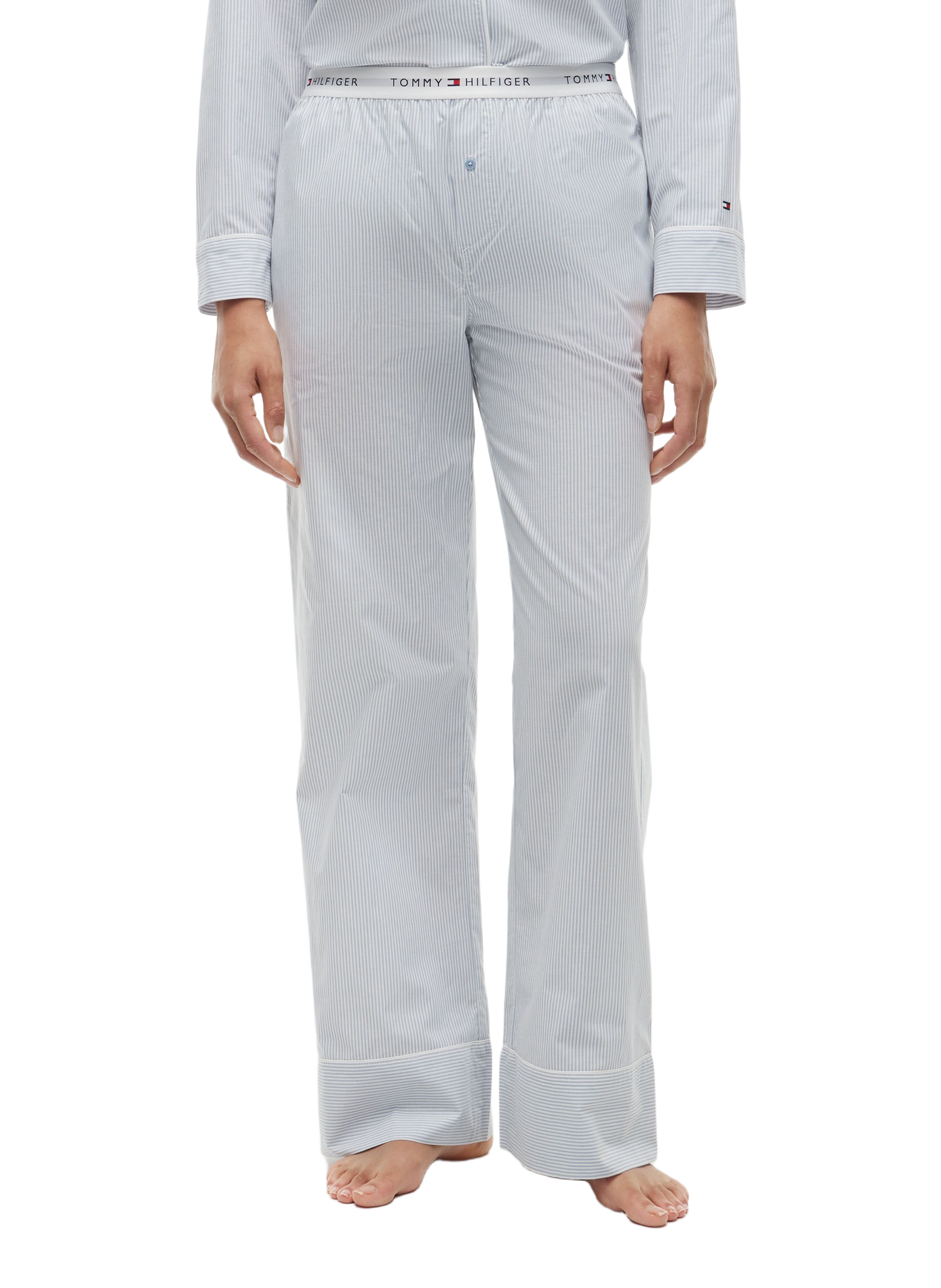 Wide-leg elasticated striped trousers TOMMY HILFIGER Grey